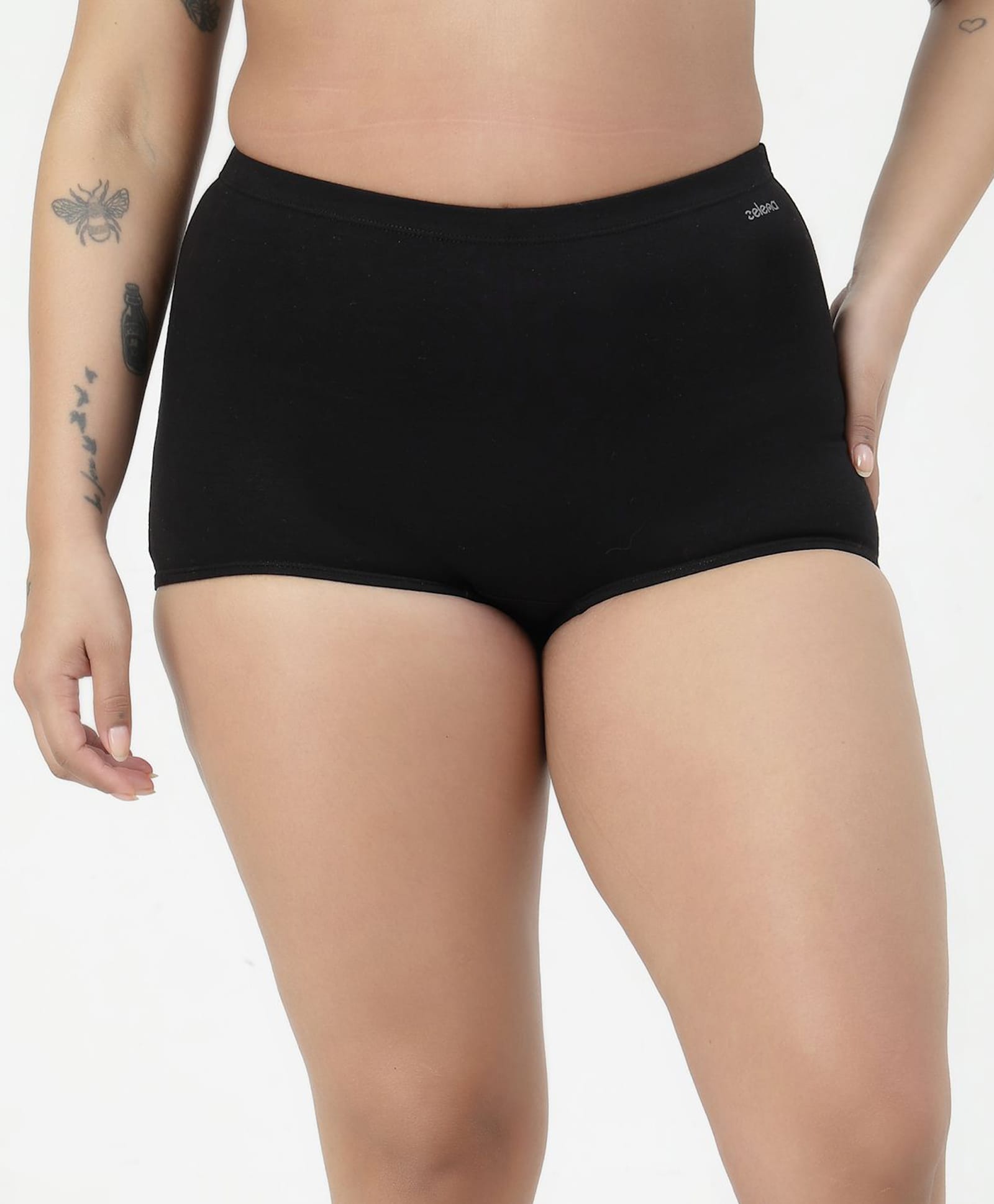 Zelena 92% Cotton 8% Lycra Knit Solid Maternity Boyshorts Panty - Black-image-41