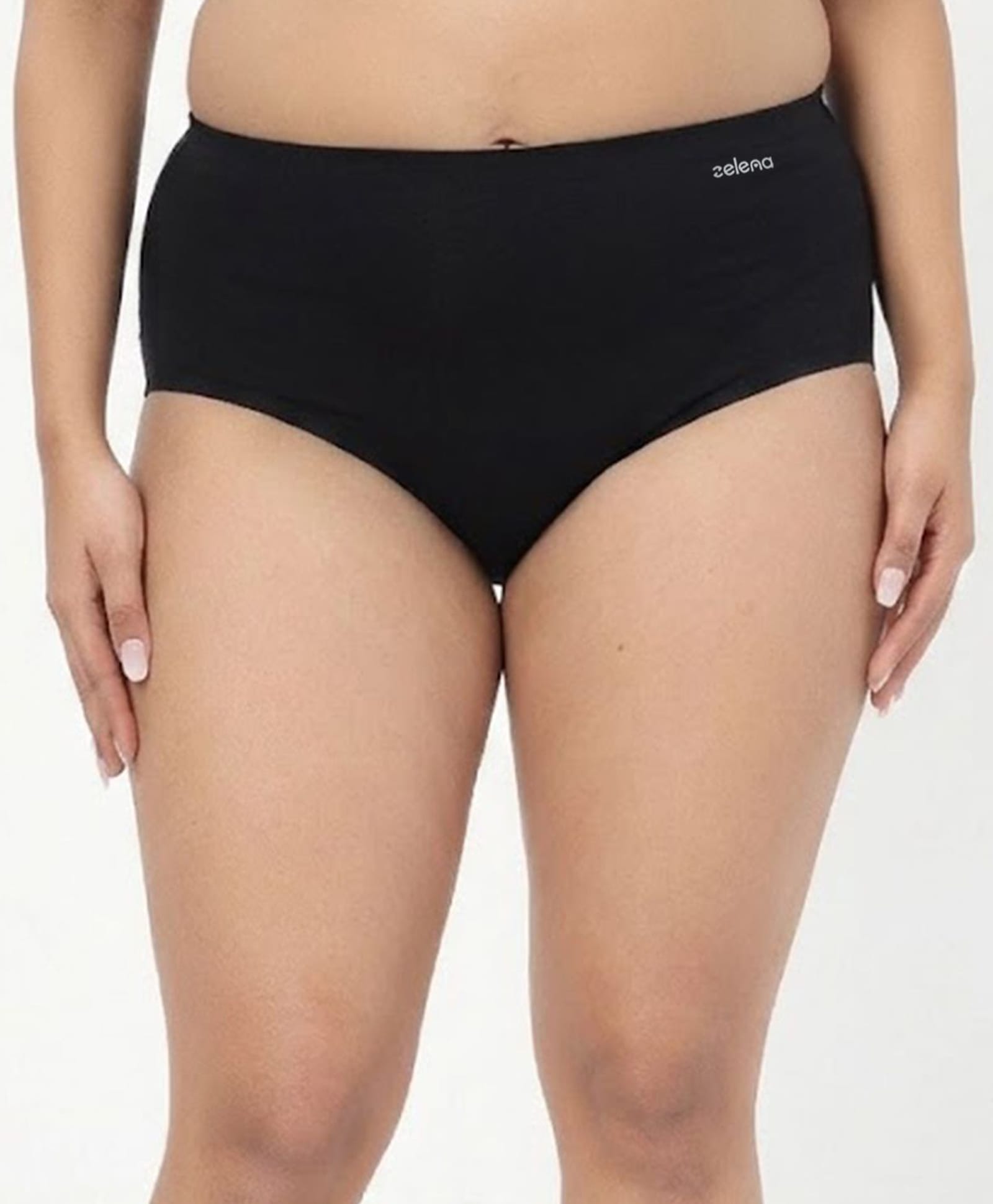 Zelena 92% Cotton 8% Lycra Knit Solid Hipster Panty - Black-picture-17