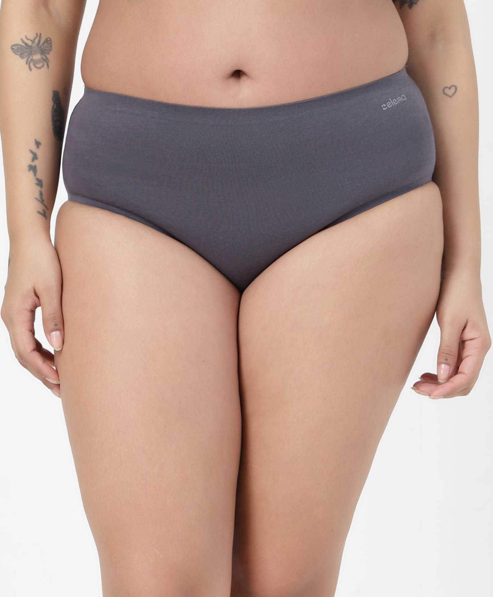 Zelena 92% Cotton 8% Lycra Knit Solid Hipster Panty - Dark Grey-picture-18