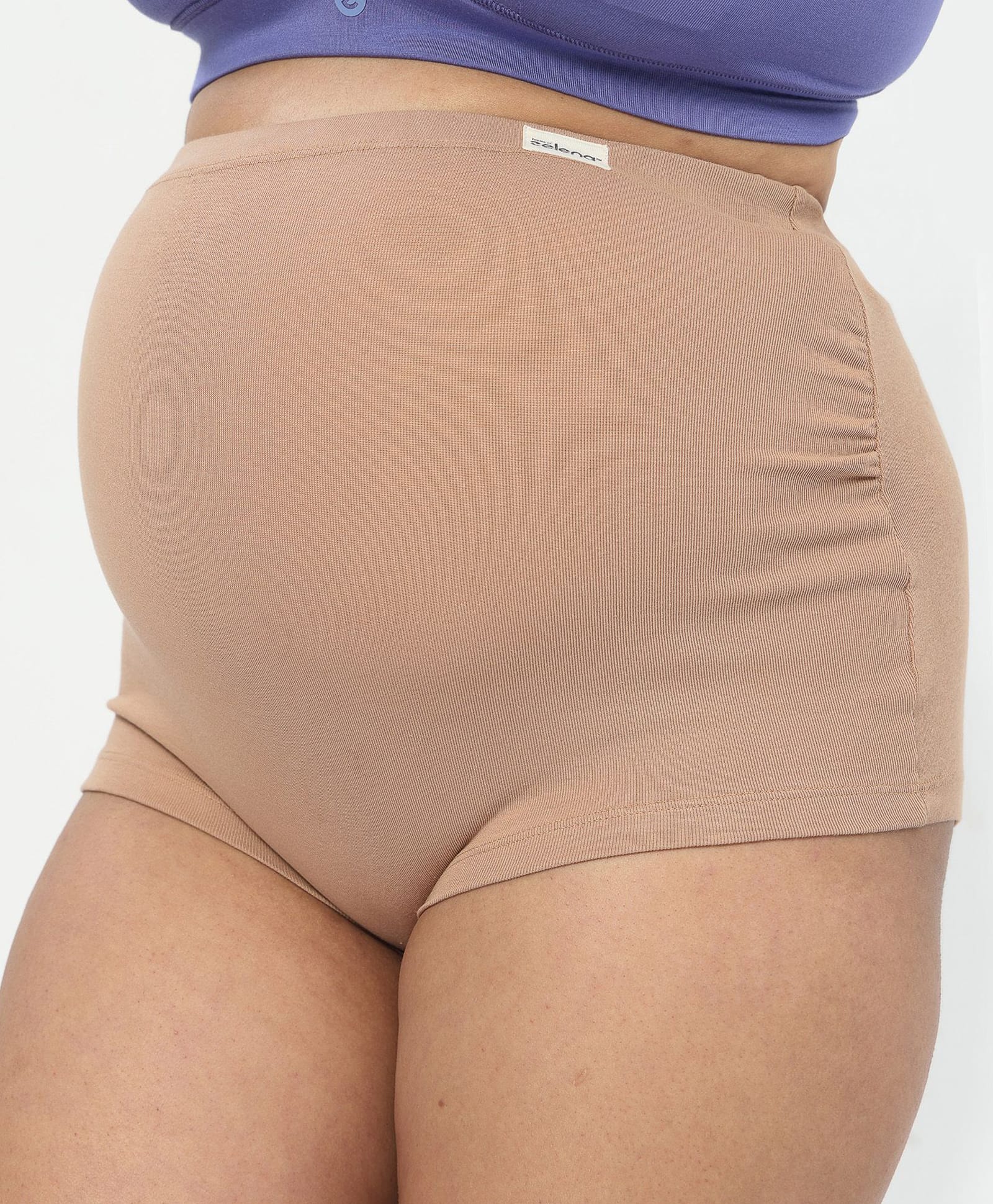 Zelena 93% Cotton 7% Spandex Knit Solid Over The Belly Maternity Panty - Skin-image-25