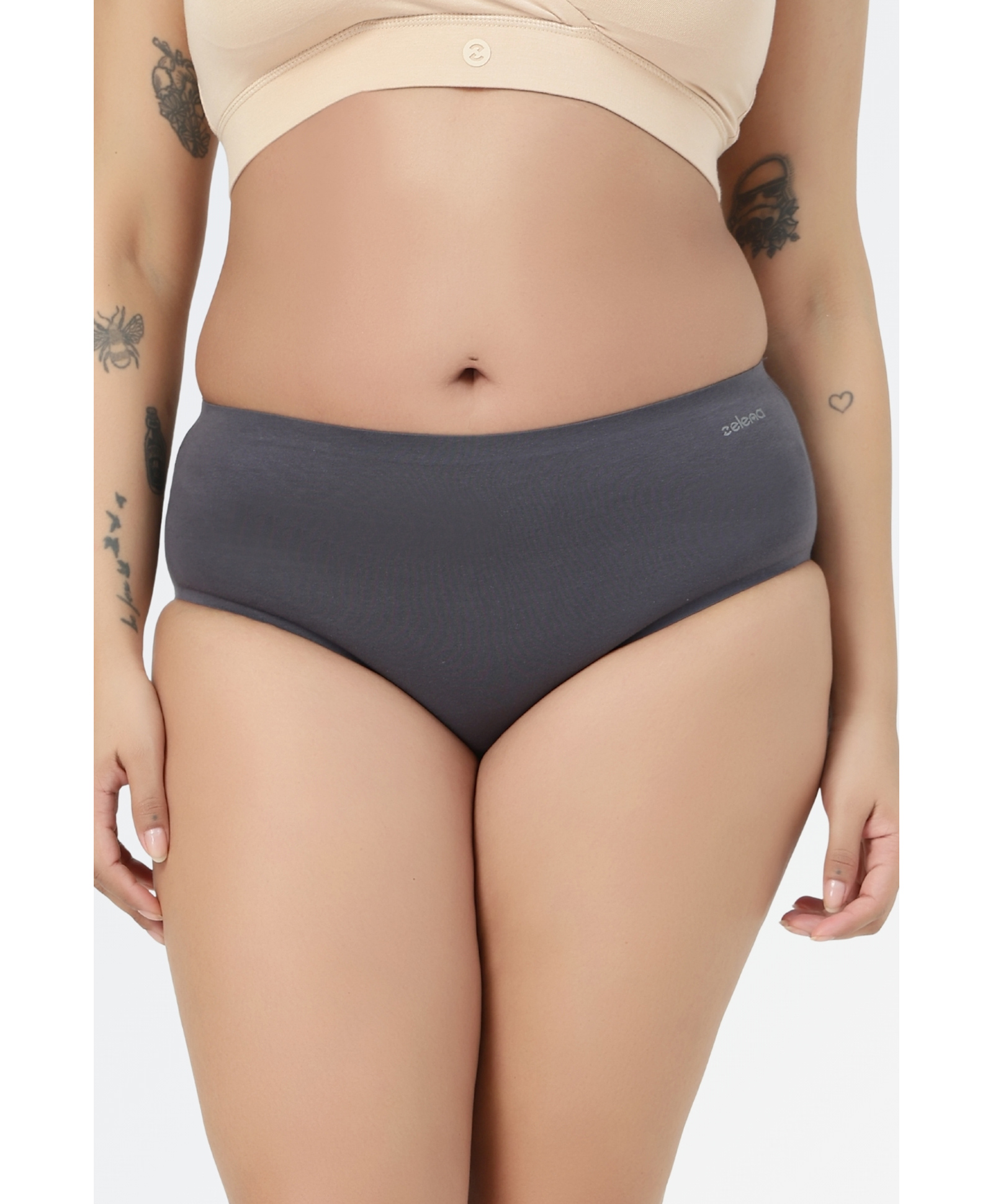 Zelena 92% Cotton 8% Lycra Knit Solid Hipster Maternity Panty - Dark Grey-picture-36