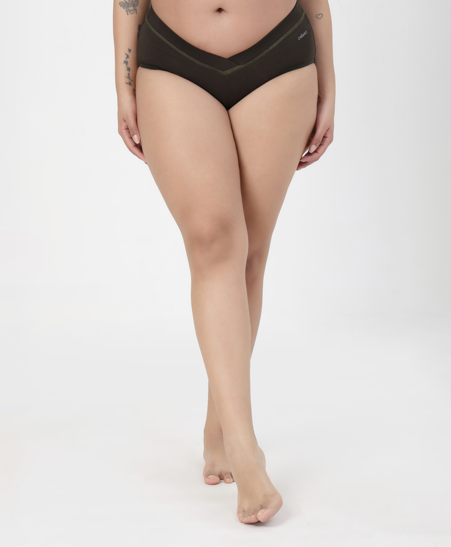 Zelena Cotton Elastane Knit Solid Maternity Panty - Army Green-image-20
