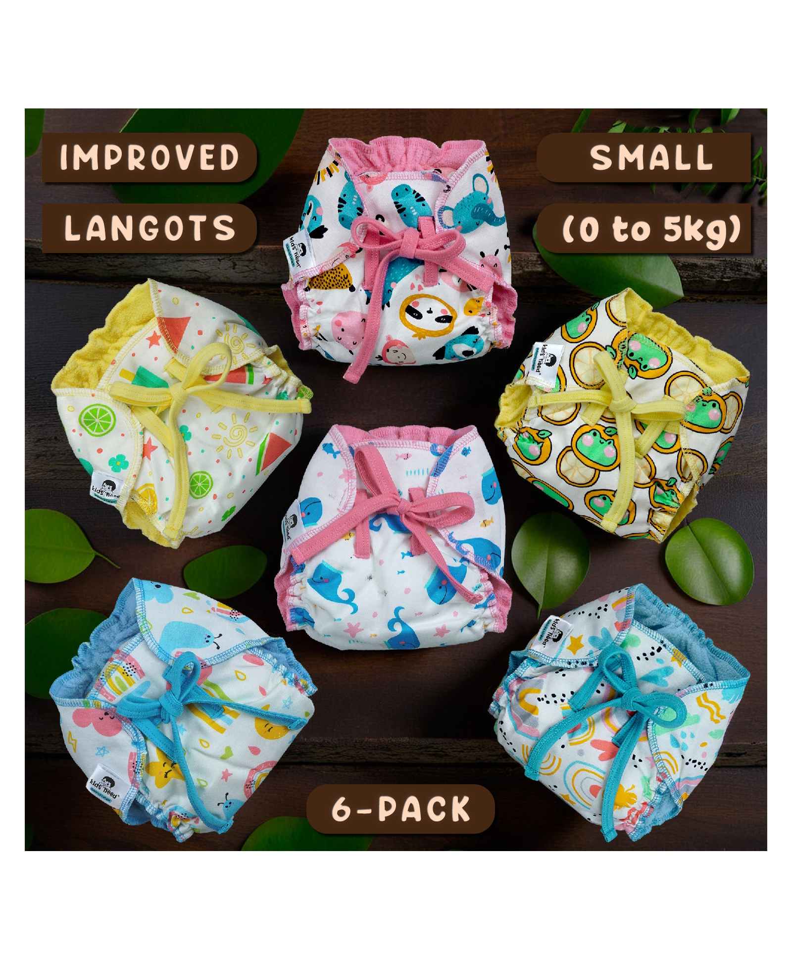 Kids Need Baby Cloth Nappies With String Premium Cotton Padding Langot 4 layer (0-5Kg) - 6 pack-image-15