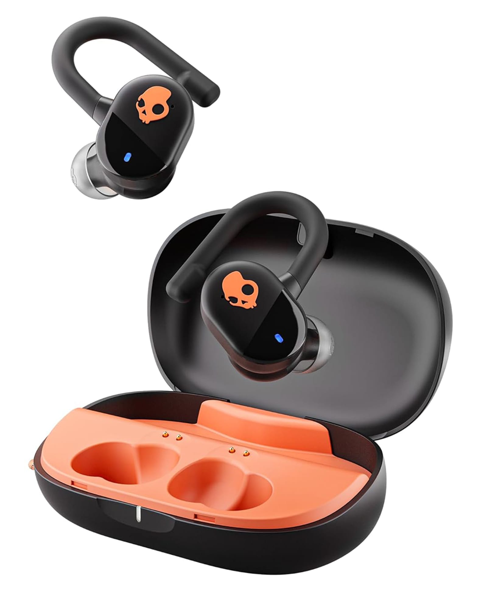 Skullcandy Push Play Active Wireless Earbuds with Mic - 34Hr Battery, Skull-iQ App, Alexa Voice Control, IP55 Sweat Water Dust Resistant, Stay-Aware Mode, Secure Fit Black/Orange-image-8