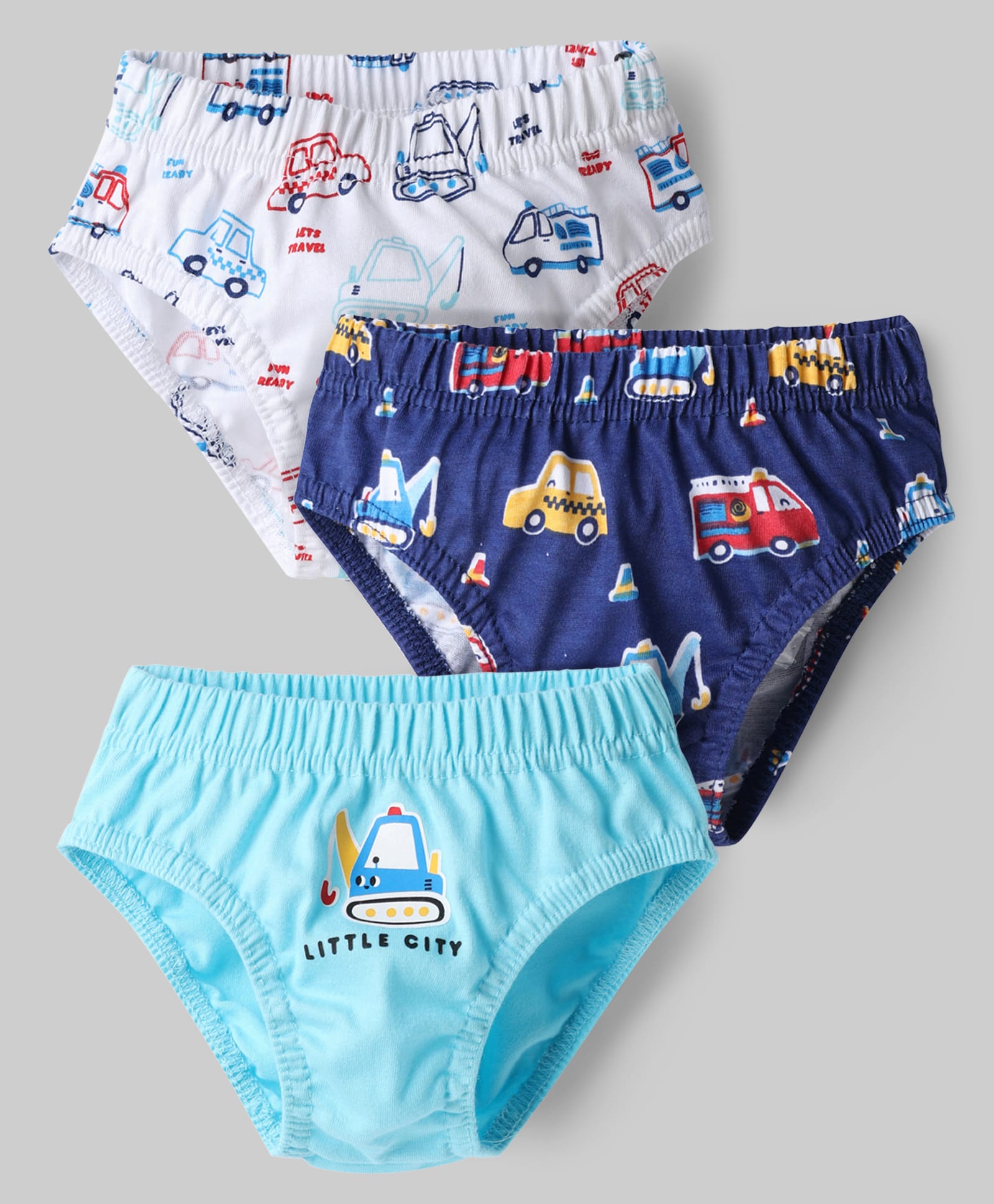 Babyhug 100% Cotton Single Jersey Knit Antibacterial Briefs With Vehicle Print Pack of 3 - Multicolor-image-33