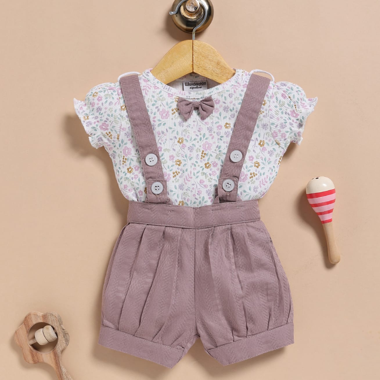 Wonderchild Half Sleeves Floral Printed Shirt & Solid Gallice Shorts Set - White & Cobblestone-image-27