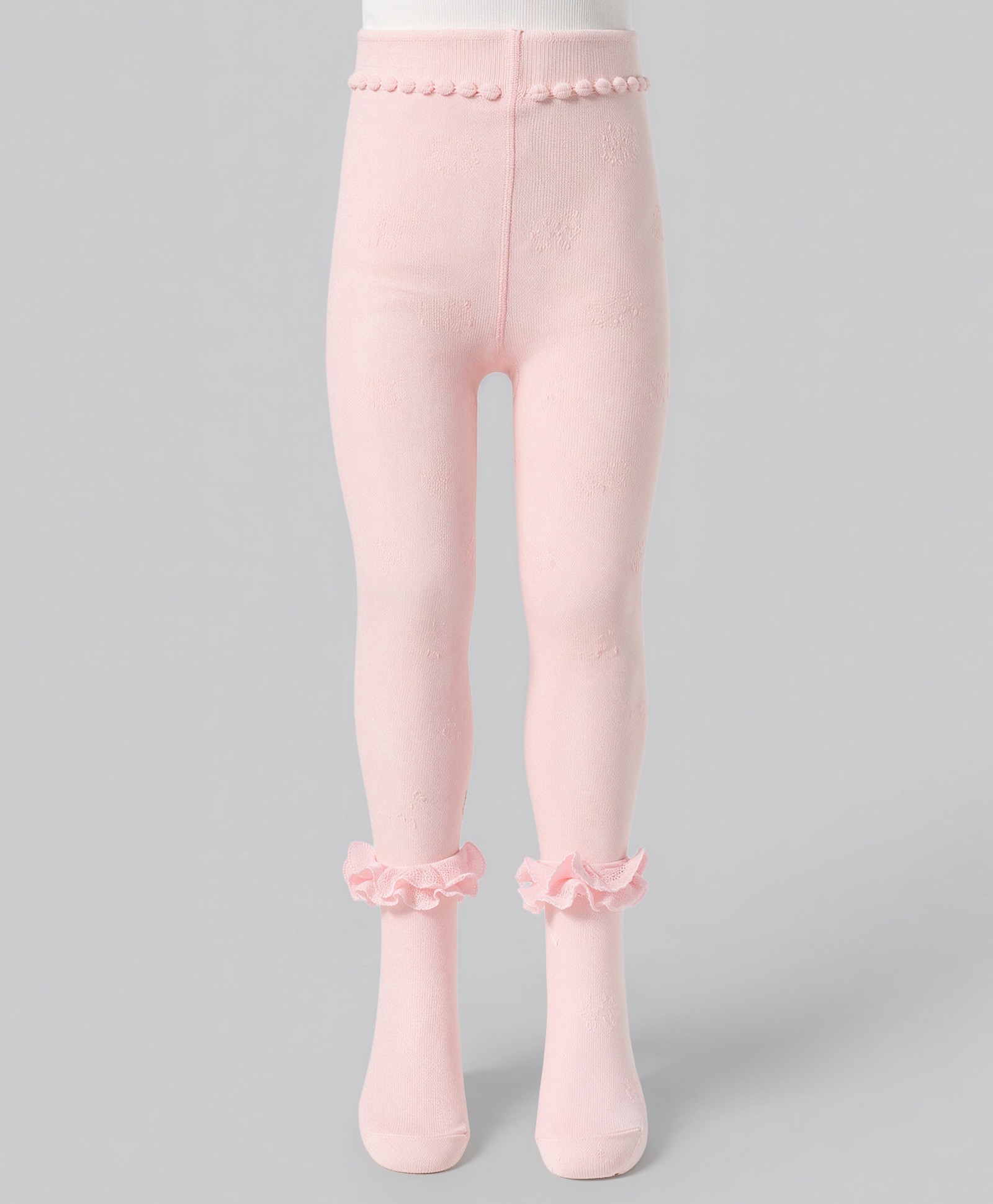 Mustang Cotton Knit Full Length Solid Tights with Fairy Frills - Light Pink-image-16