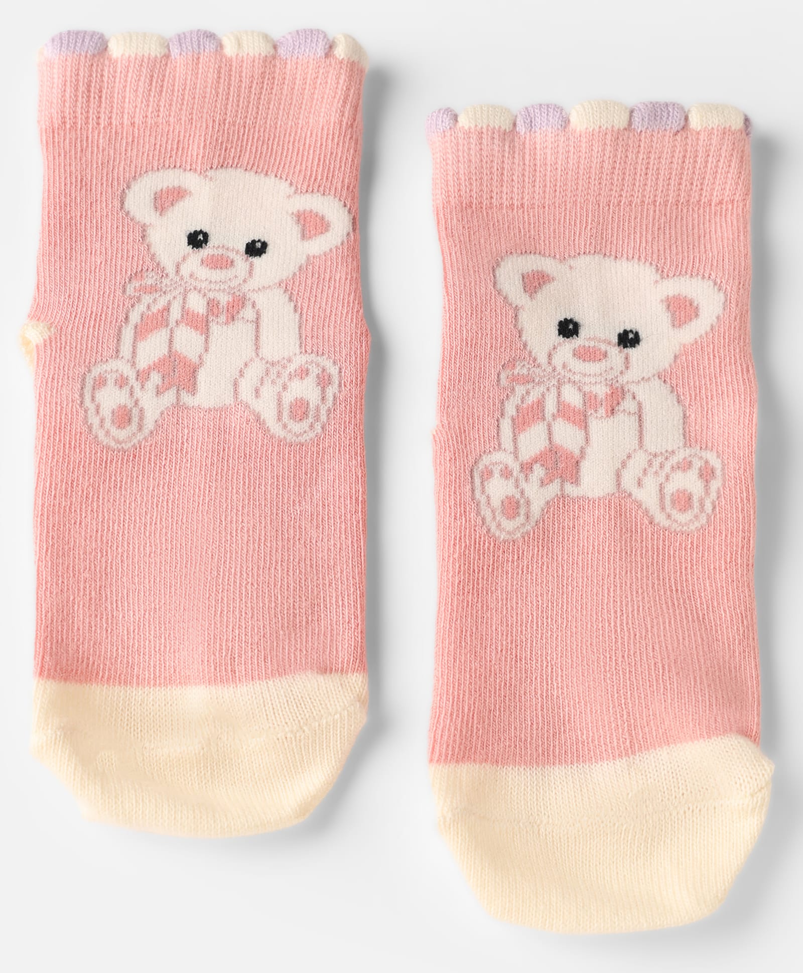 Mustang Cotton Knit Ankle Length Socks with Teddy Print - Pink-image-11