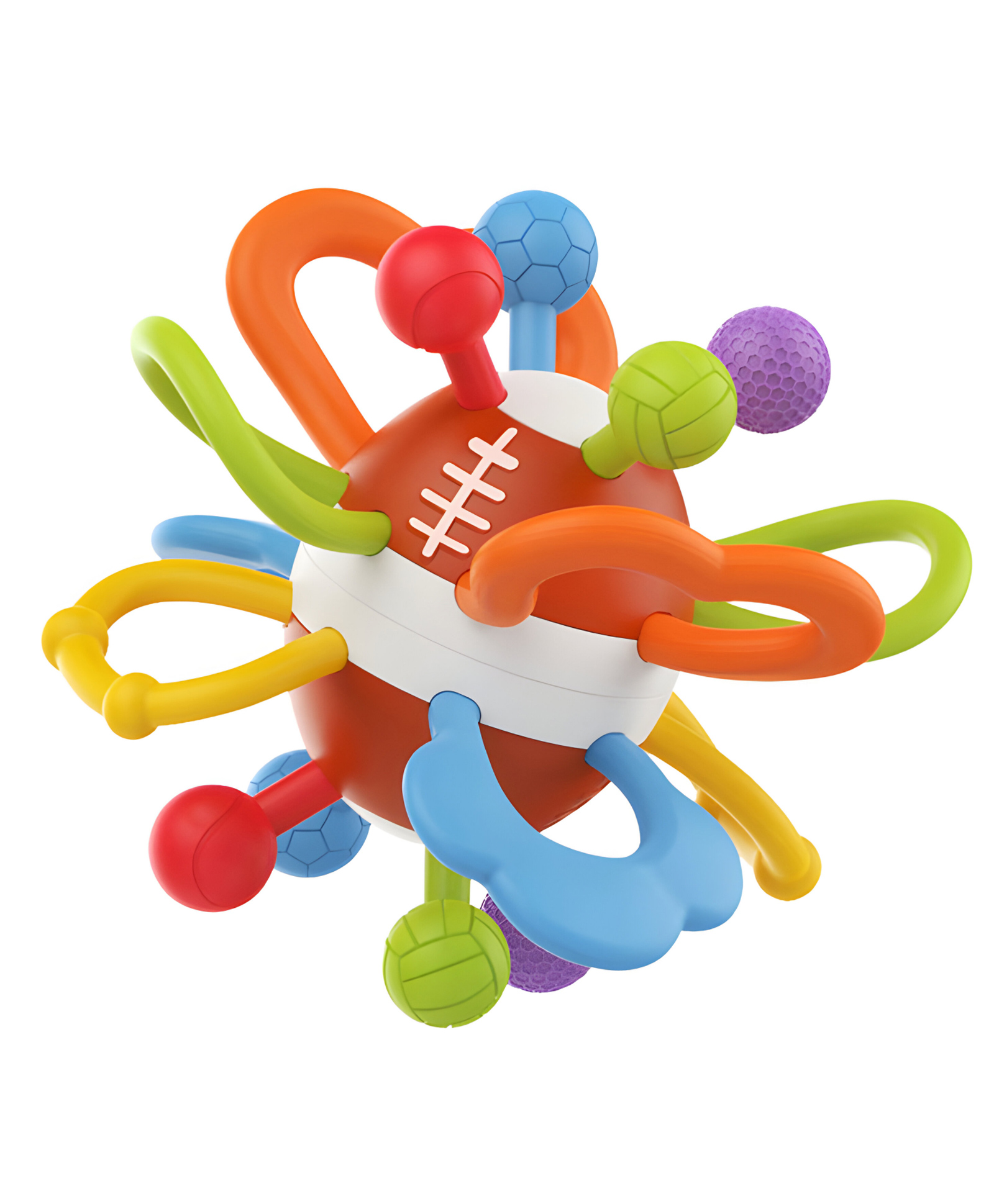 NEGOCIO new design soft silicone sensory teething ball, baby rattle ball, teething toy, free of bisphenol A for baby teething- PACK OF 1 - COLOR MAY VARY-image-16