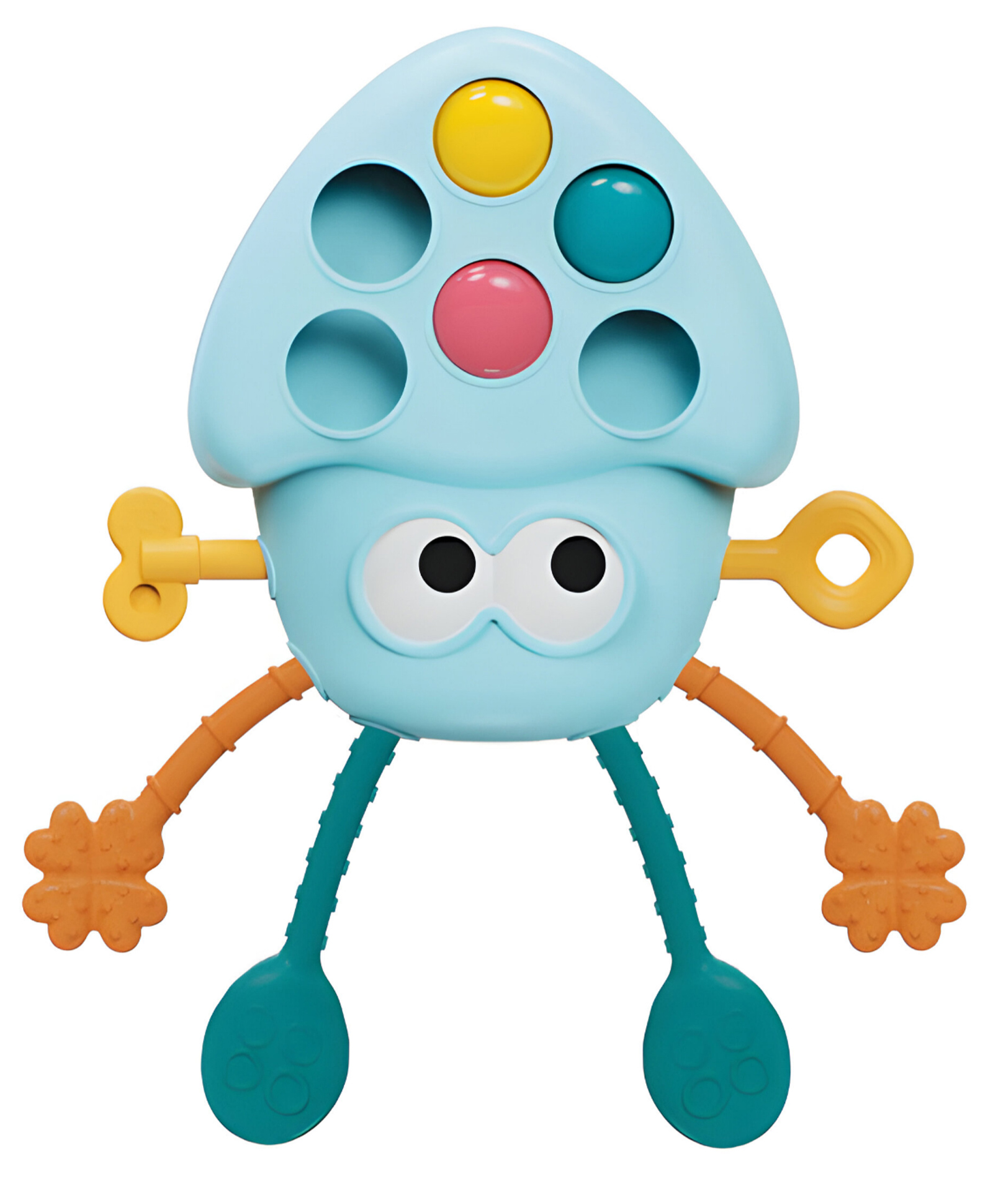 NEGOCIO Baby Development Cartoon Octopus Teething Squeeze Toy Silicone Finger Pull Rope Children's Toy Pack of 1 - Blue-image-36