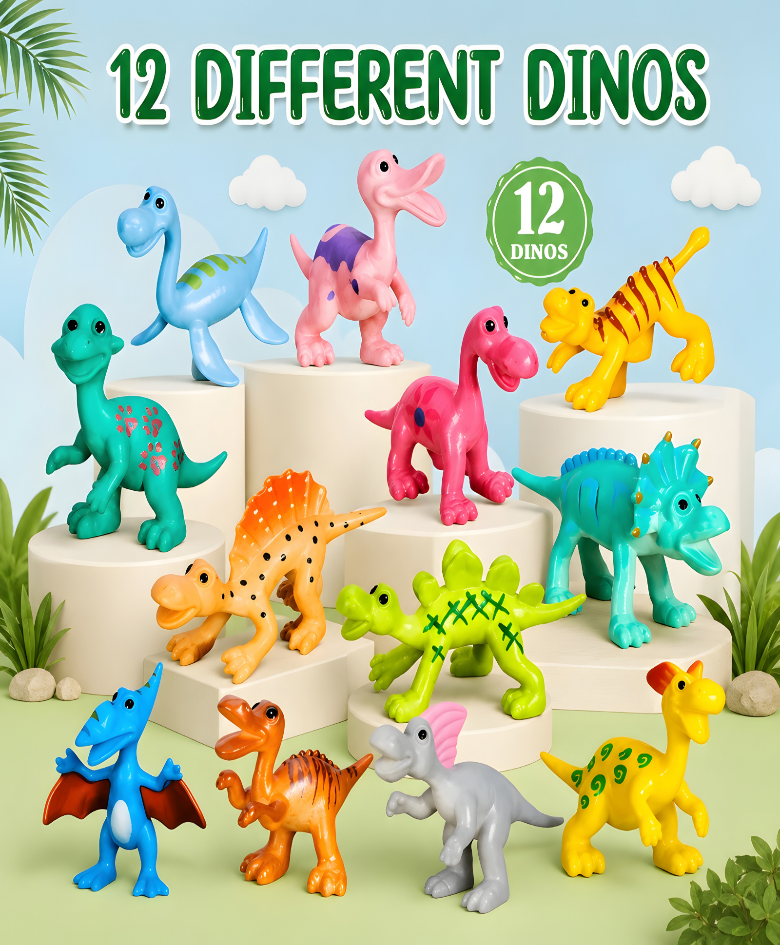 NEGOCIO 12Pcs Artificial Dinosaur Model Figure Toy for Kids-image-32