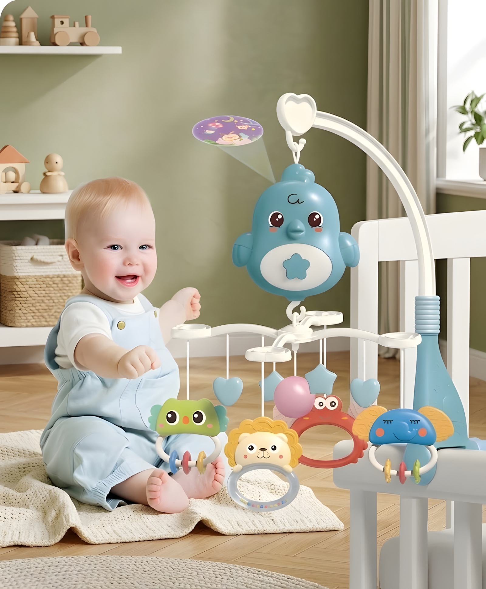 NEGOCIO Infant Plastic Bed Bell Toy Baby Crib Hanger Mobile Nature Rotation Bedside Bells Toys- PACK OF 1 - BLUE-image-6
