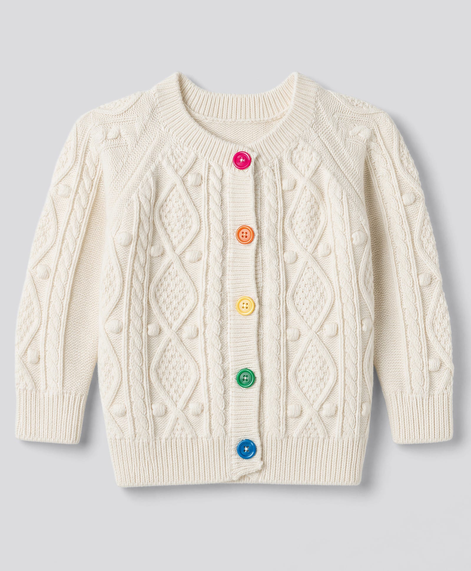 Bonfino 100% Cotton Knit Full Sleeves Front Open Sweater With Cable Knit Design - OffWhite-image-13