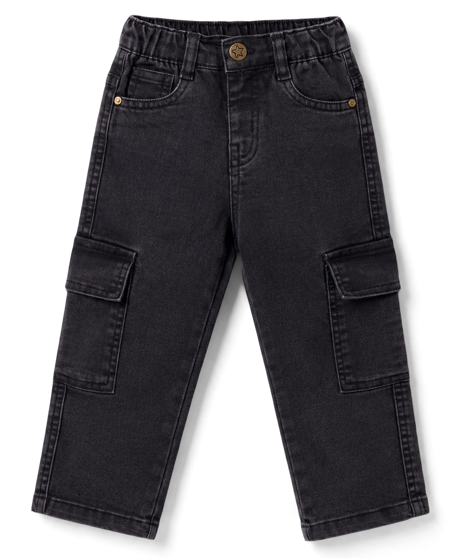 Babyhug Denim Washed Full Length Jeans with Stretch & Pocket - Black-picture-36