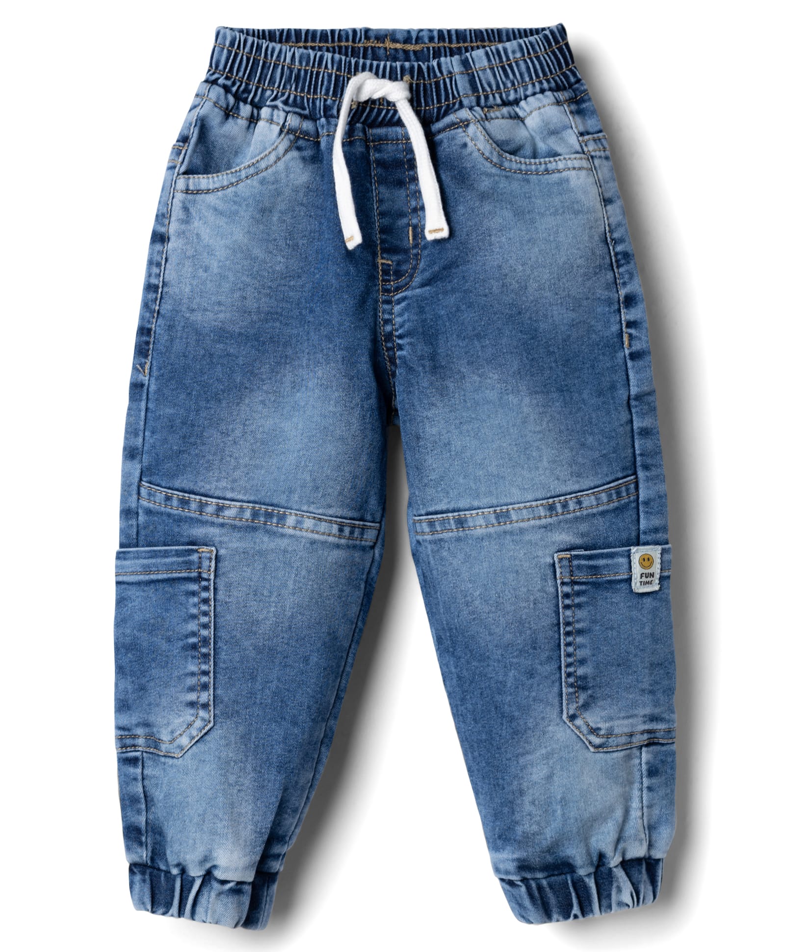 Babyhug Denim Full Length Washed Jeans With Stretch - Light Blue-picture-19