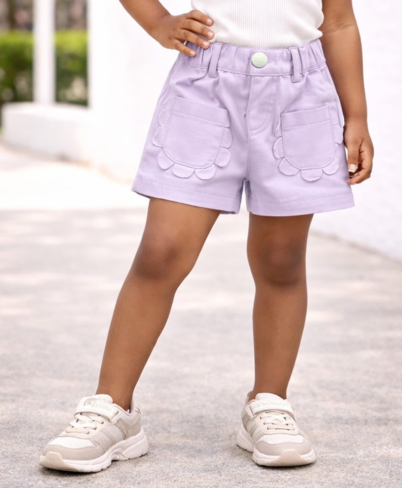 Mi Arcus Cotton Elastane Woven Petals Designed Shorts - Purple-picture-41