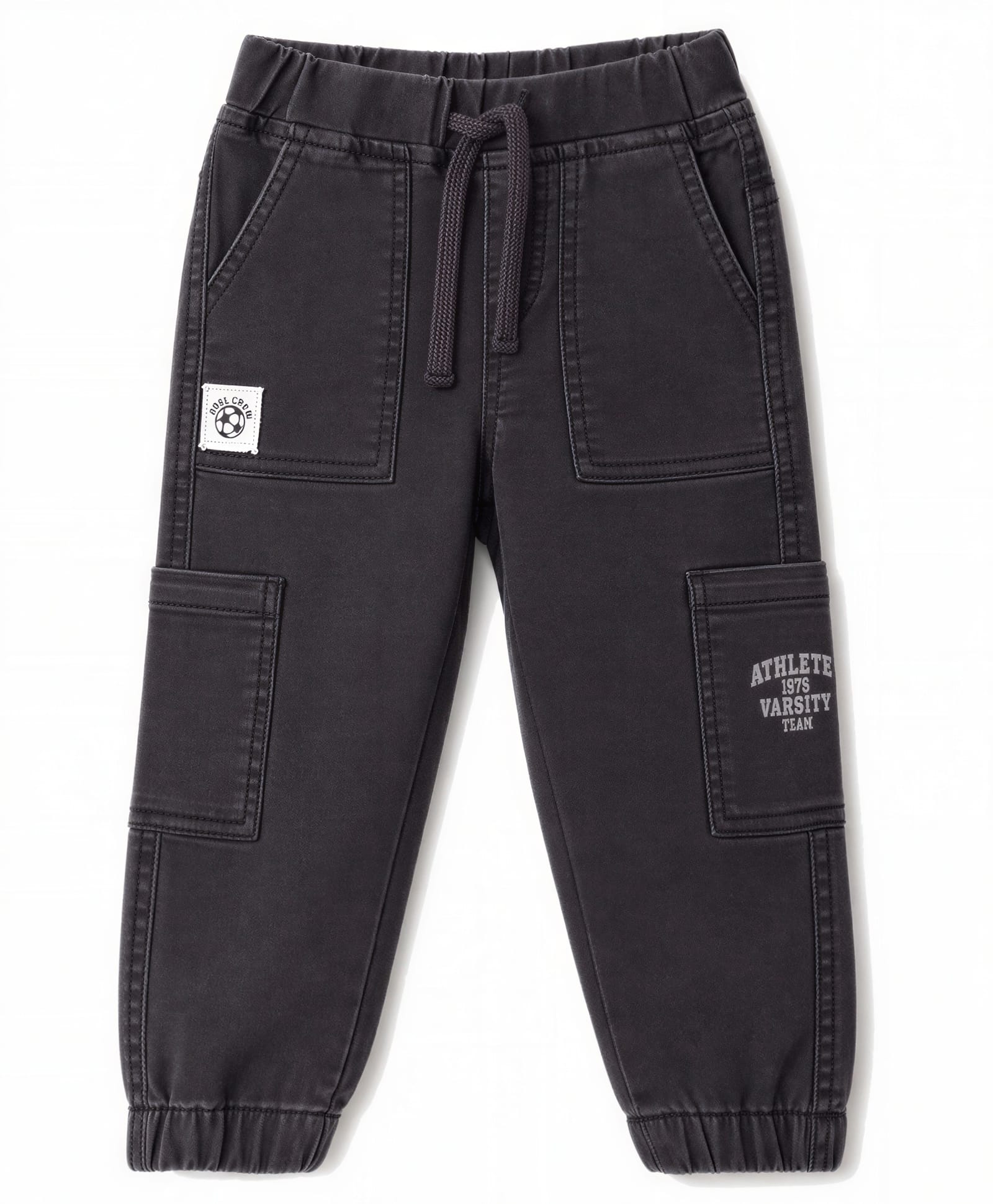 Babyhug Denim Full Length Text Printed Jeans with Stretch - Black-picture-11