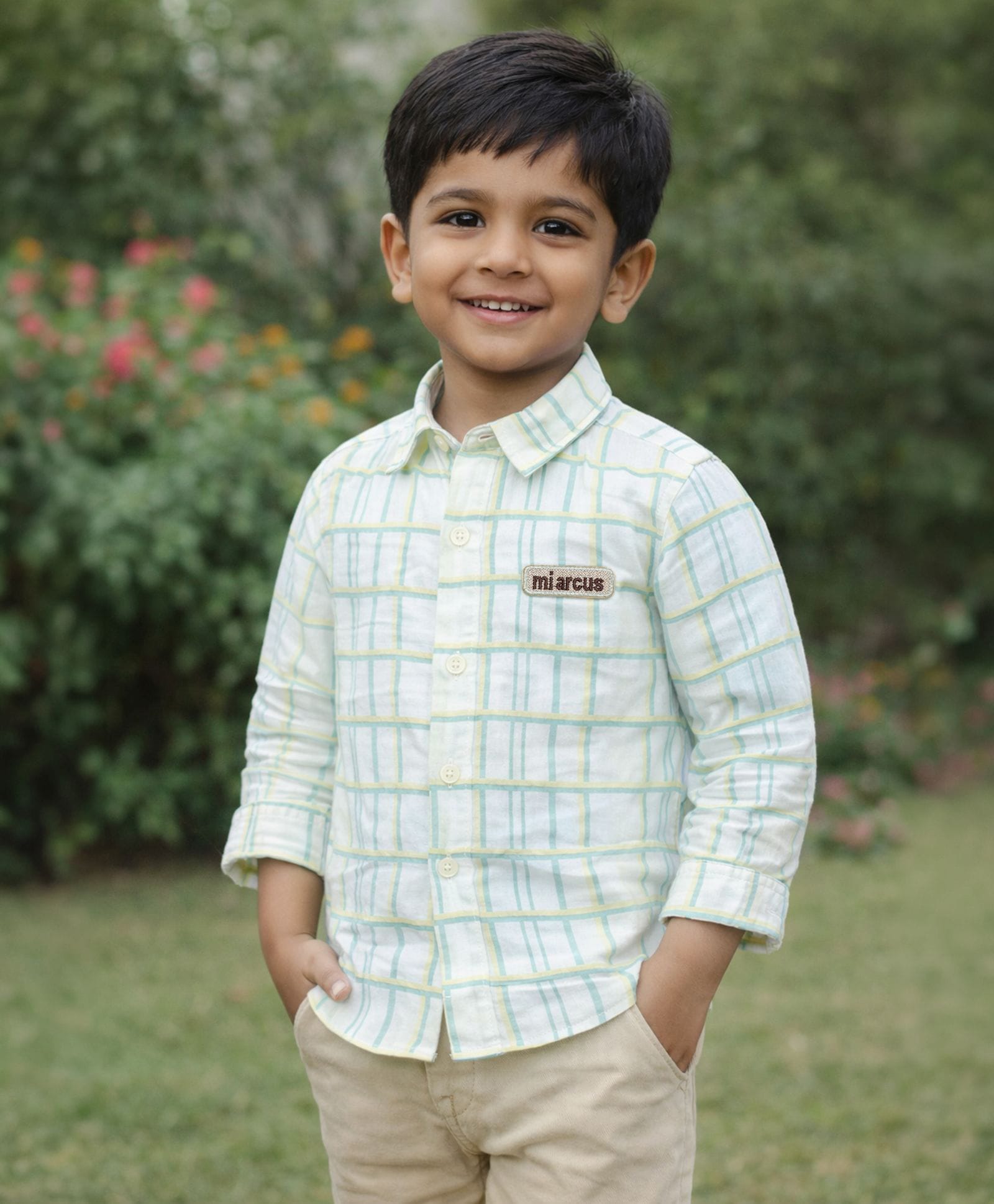 Mi Arcus Cotton Woven Full Sleeves Checked Shirt - Green & White-picture-18
