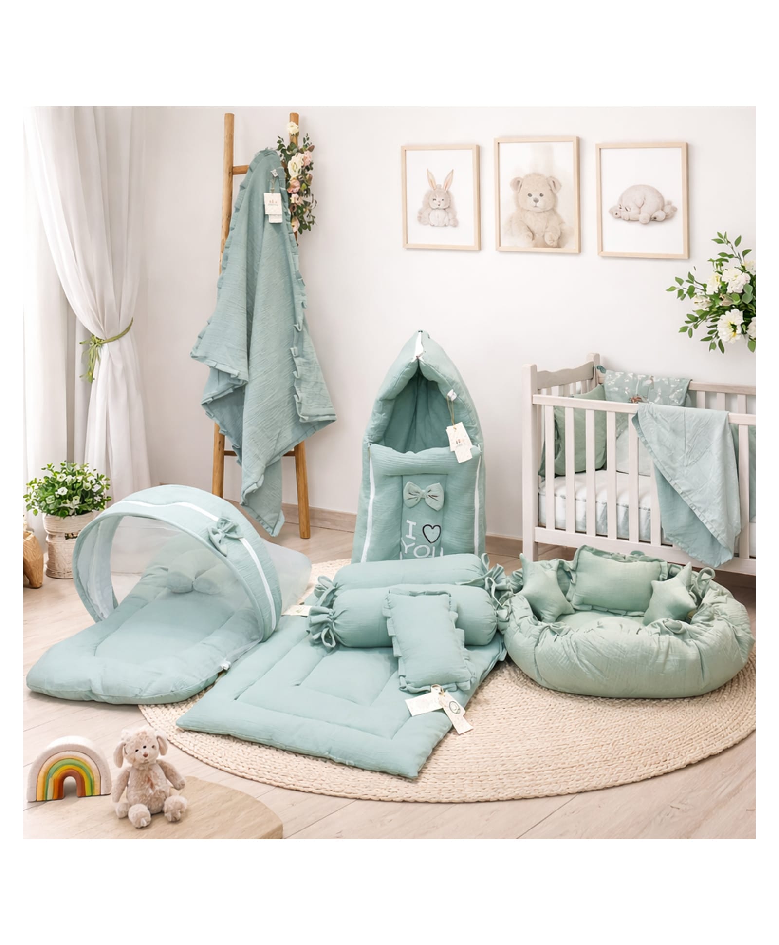 Fareto Baby 100% Muslin Cotton Bedding Set Combo - Green-image-28