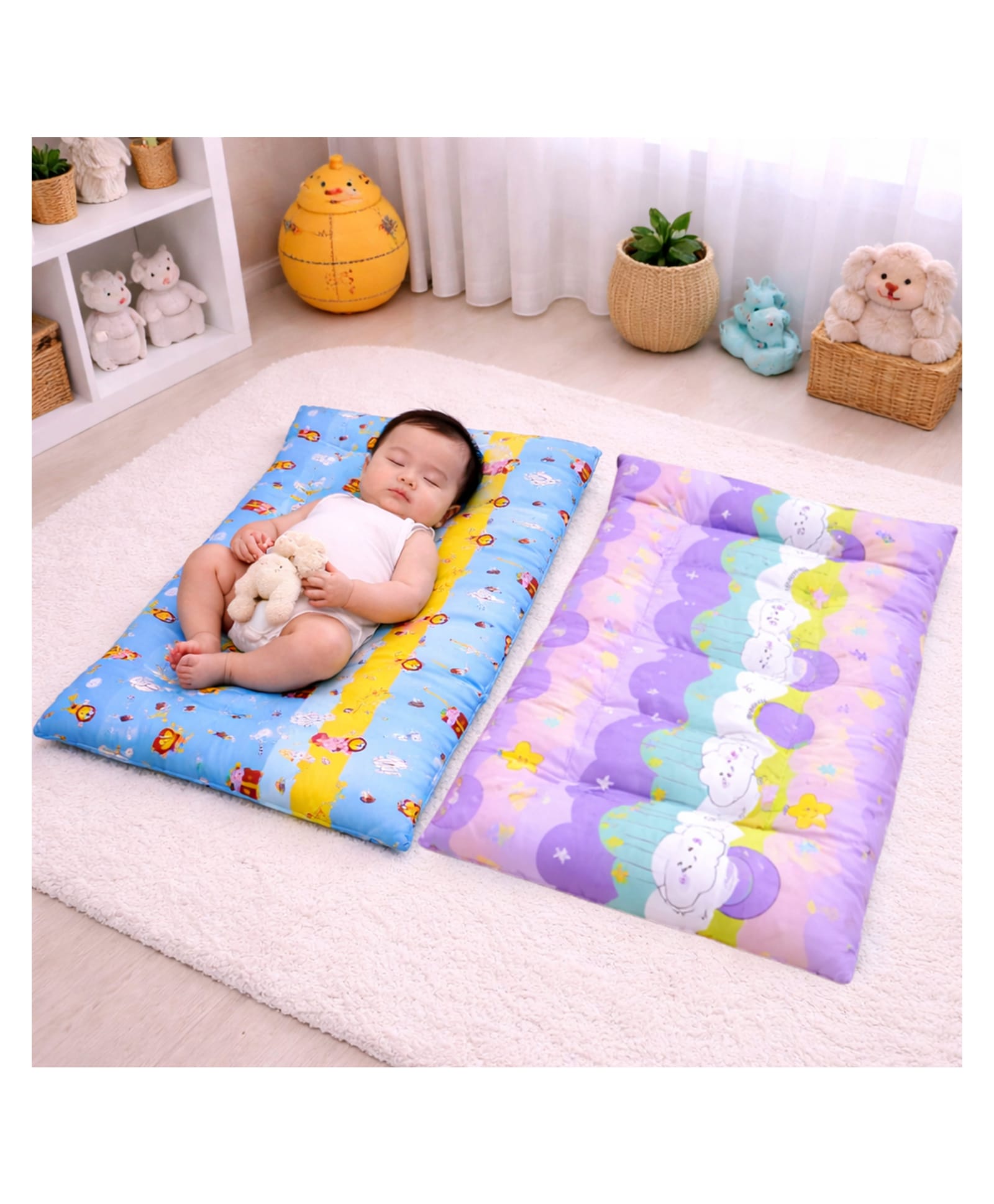 Fareto Waterproof Baby Diaper Changing Bed Cum Station | Reusable cushioned bed for Newborns | Multipurpose | Soft, Leak-Proof Changing Bed Pack of 2- Multi-image-40