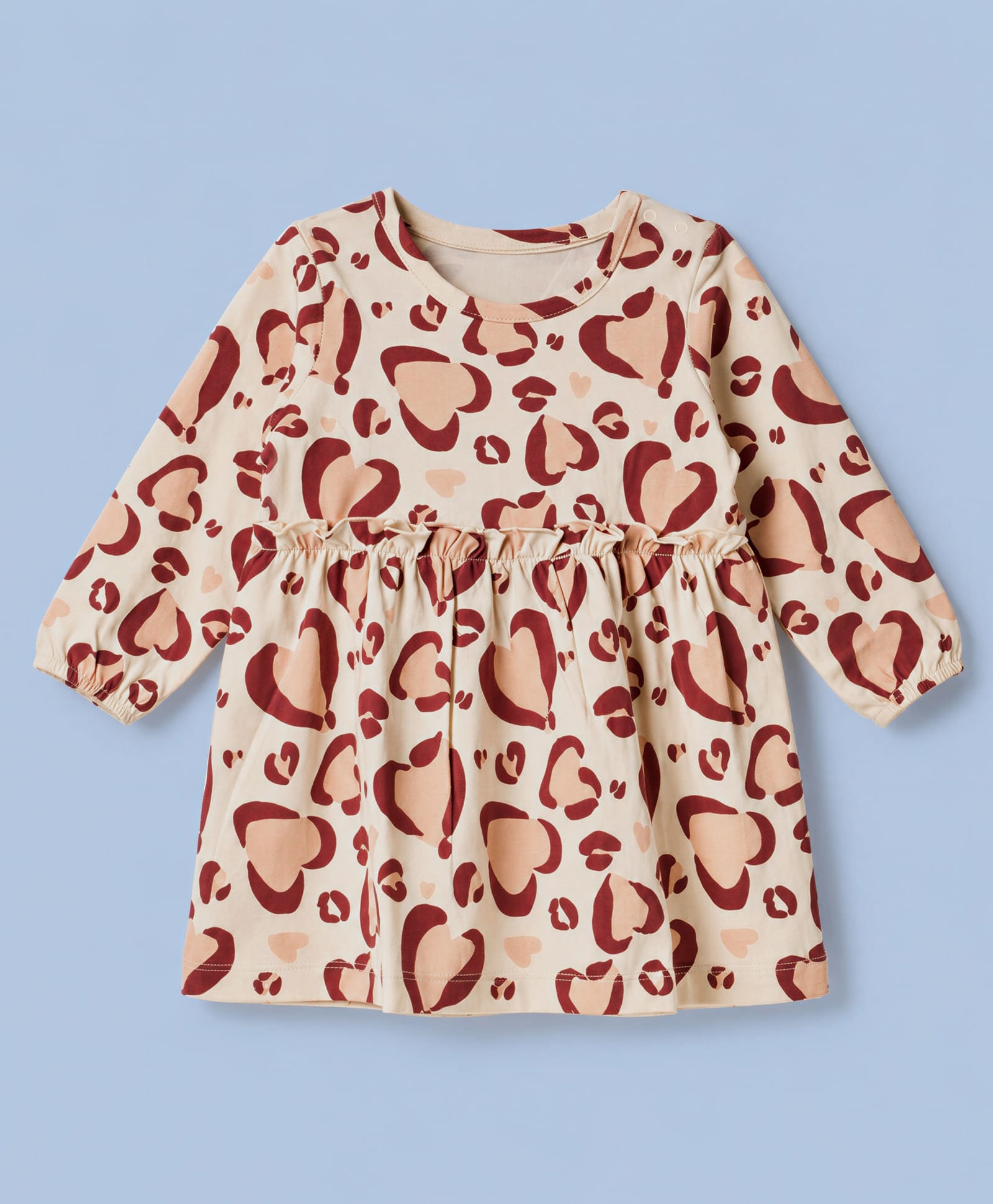 Doodle Poodle 100% Cotton Single Jersey Knit Frock with Full Sleeves and Hearts Print - Ivory-image-43
