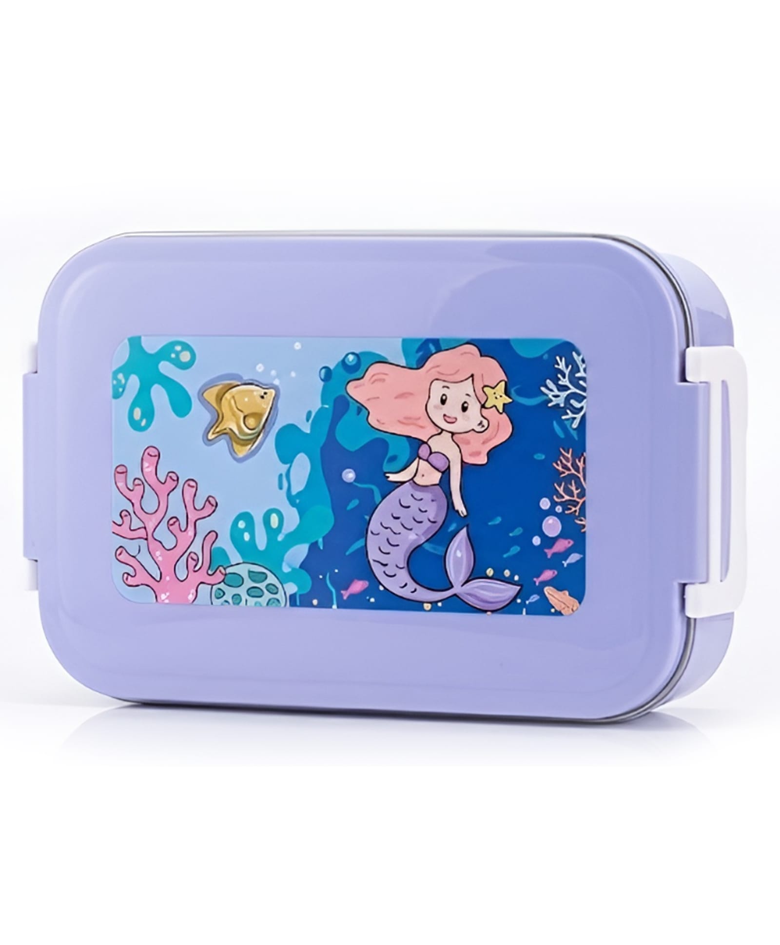 SCHOOLISH Plastic Kids Large Bento Lunch Box, Mermaid Design - PACK OF 1 - COLOR MAY VARY-image-33