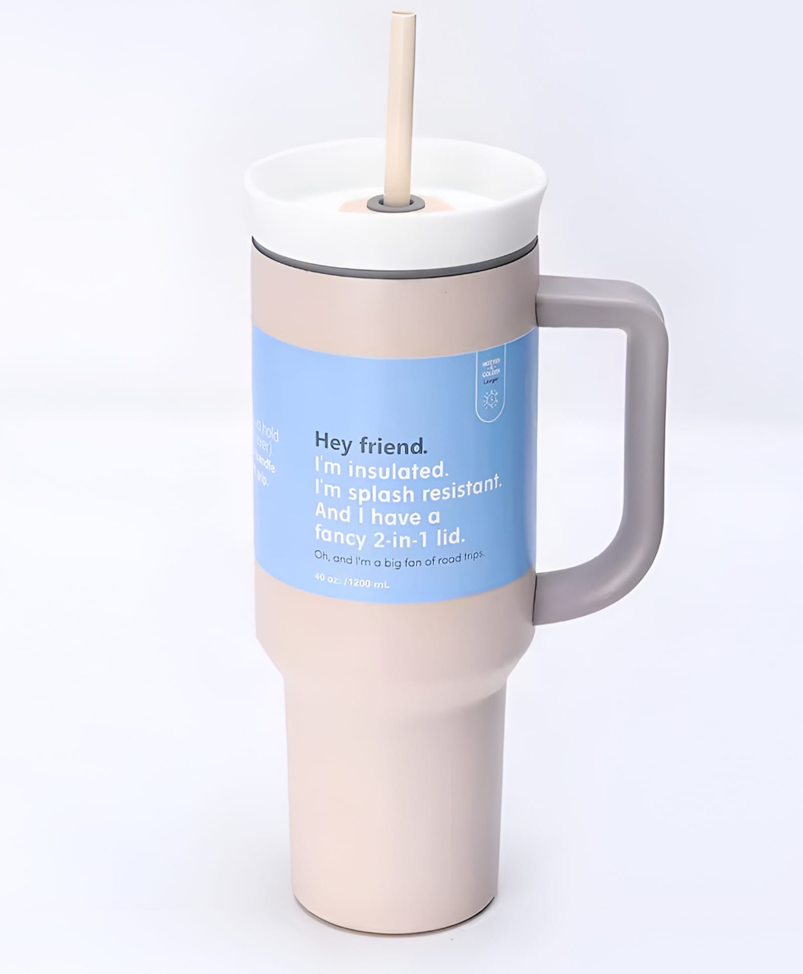 SCHOOLISH Stainless Steel Vacuum Insulated Car Cup with Cold Insulation Large Capacity Handgrip Portable Design - PACK OF 1 - COLOR MAY VARY-picture-25