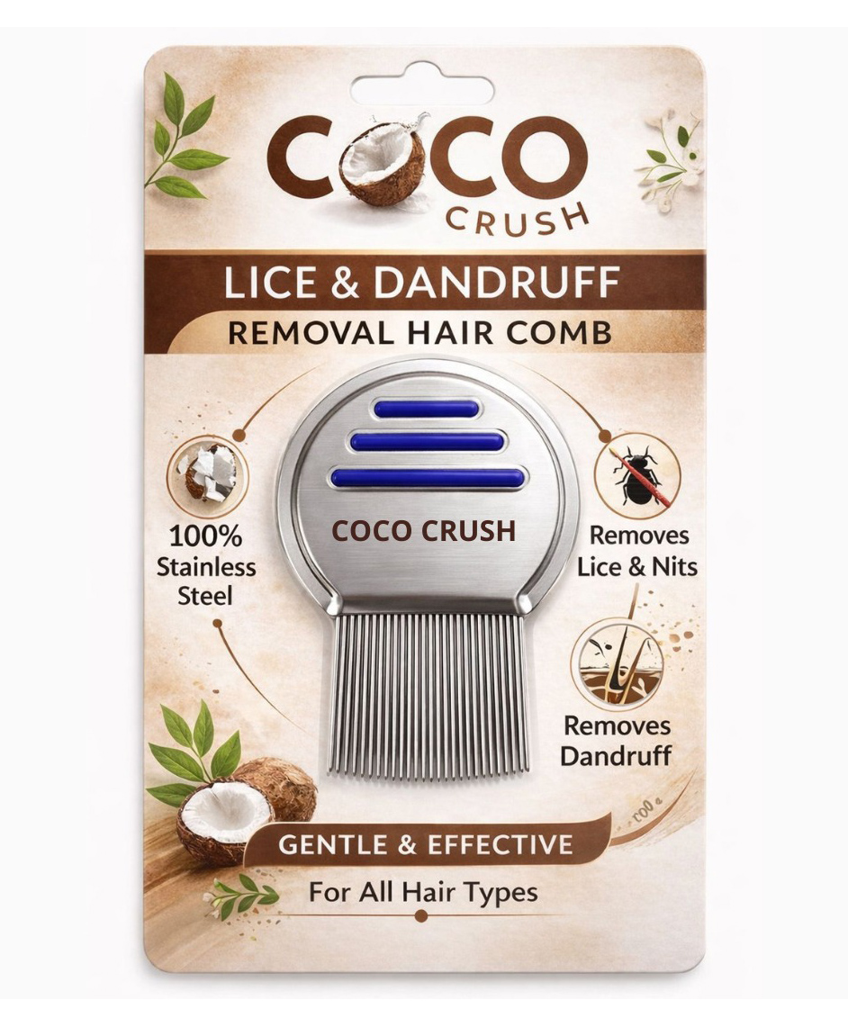 COCO CRUSH Lice, Nits, Egg & Dandruff Removal Hair Comb | Stainless Steel - 1 Unit-image-25