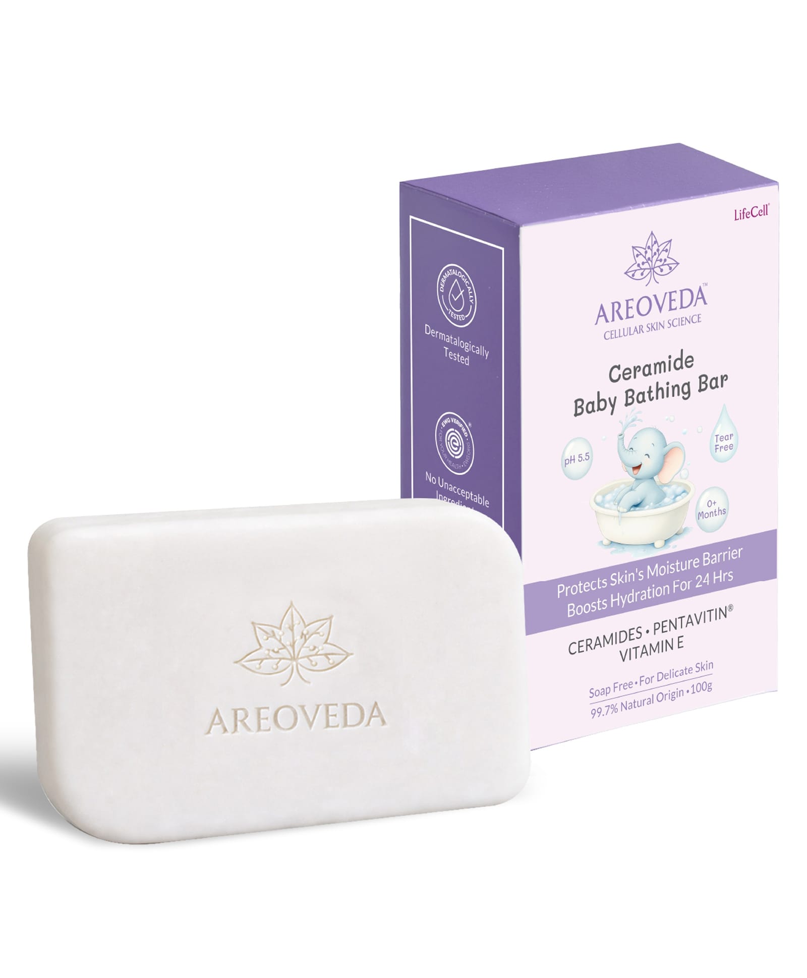 AreoVeda Ceramide Baby Bathing Bar | 24Hrs Hydration | Fights Germs | Lab Tested, EWG Verified, Cellularly Proven - 100 g-picture-15