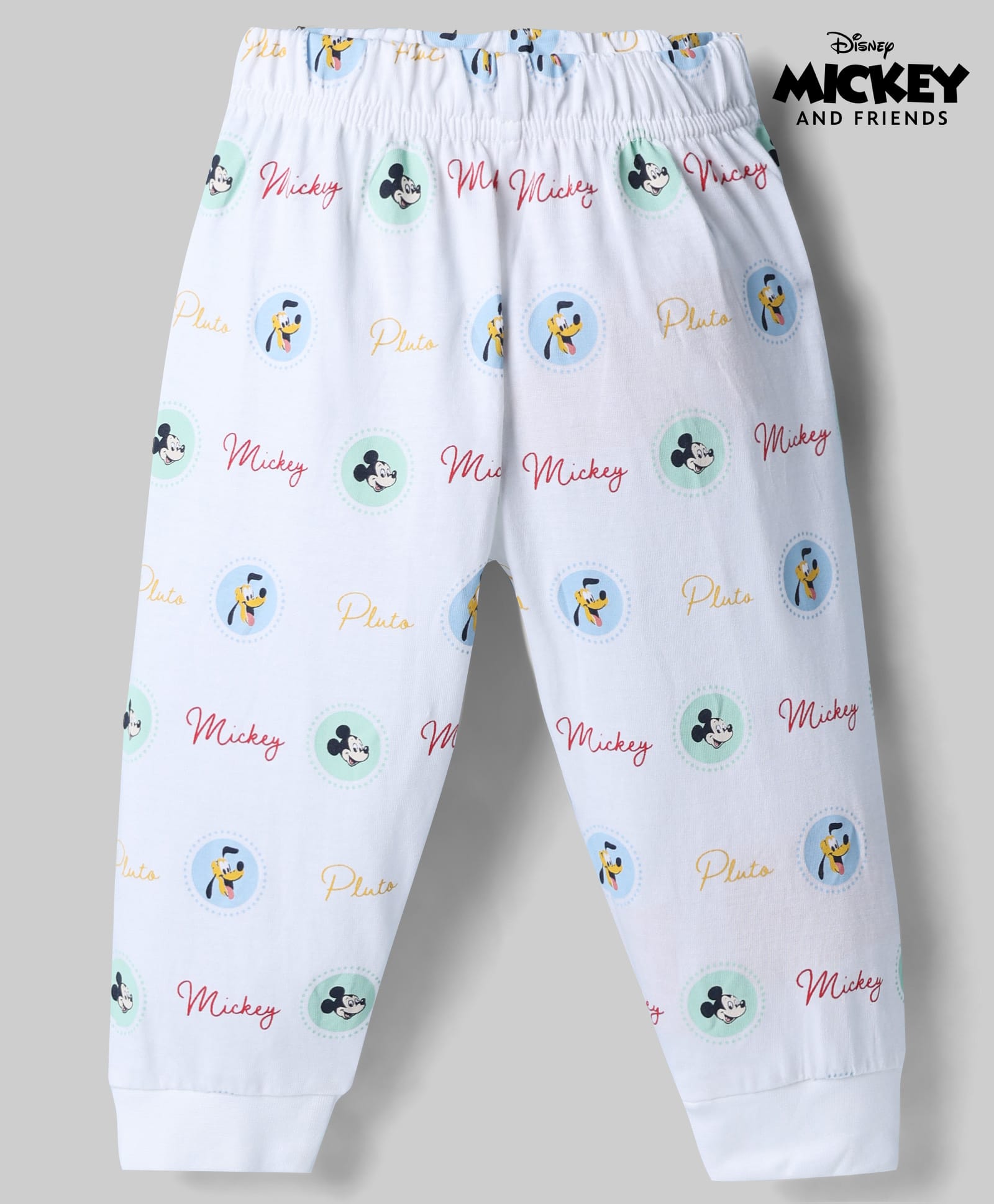 Ollypop Disney Single Jersey Knit Full Length Diaper Leggings With Mickey Mouse & Friends Graphic - White-picture-10