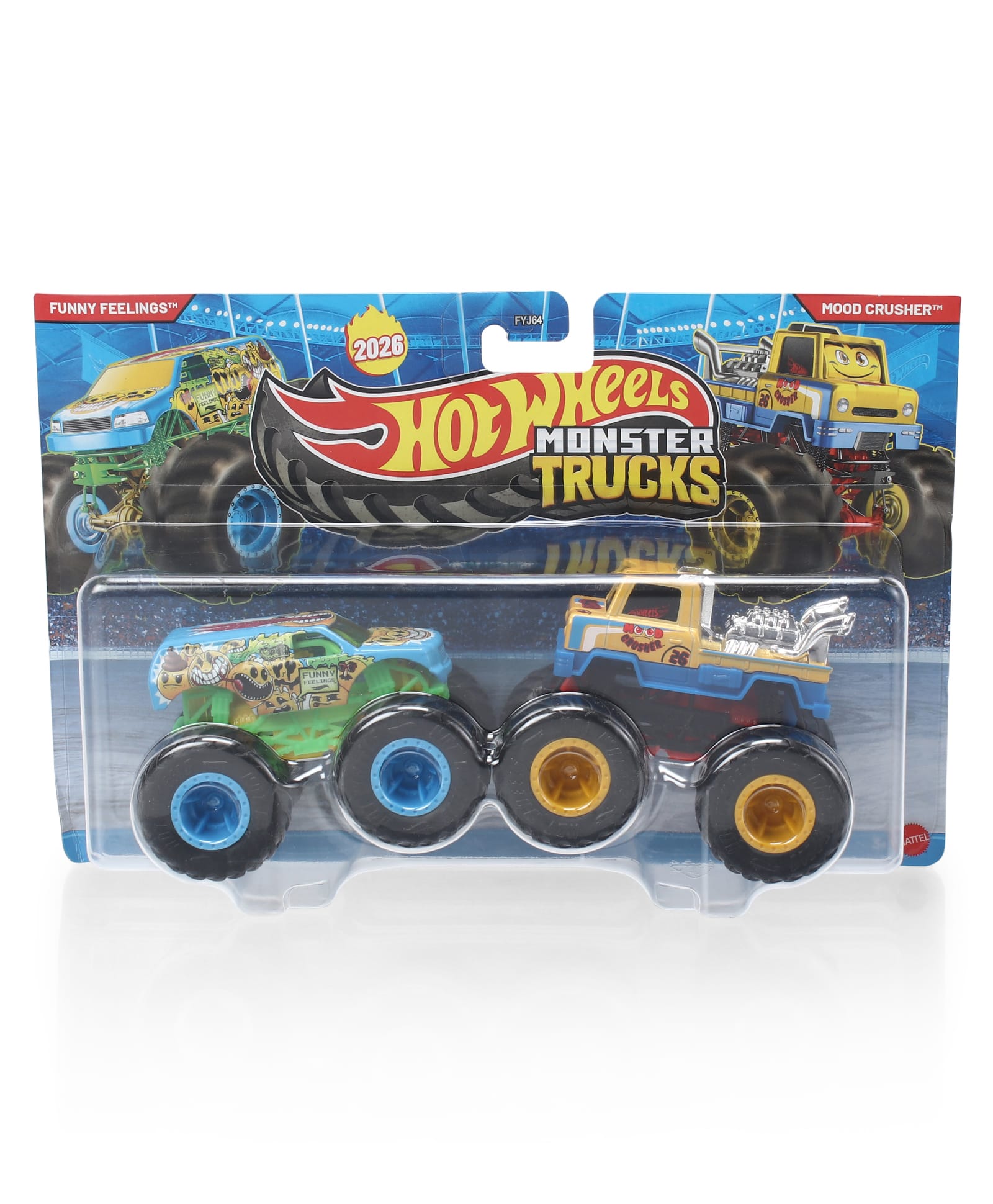 Hot Wheels Glow In Dark Free Wheel Die Cast Monster Truck Pack Of Two - Blue & Yellow-image-46