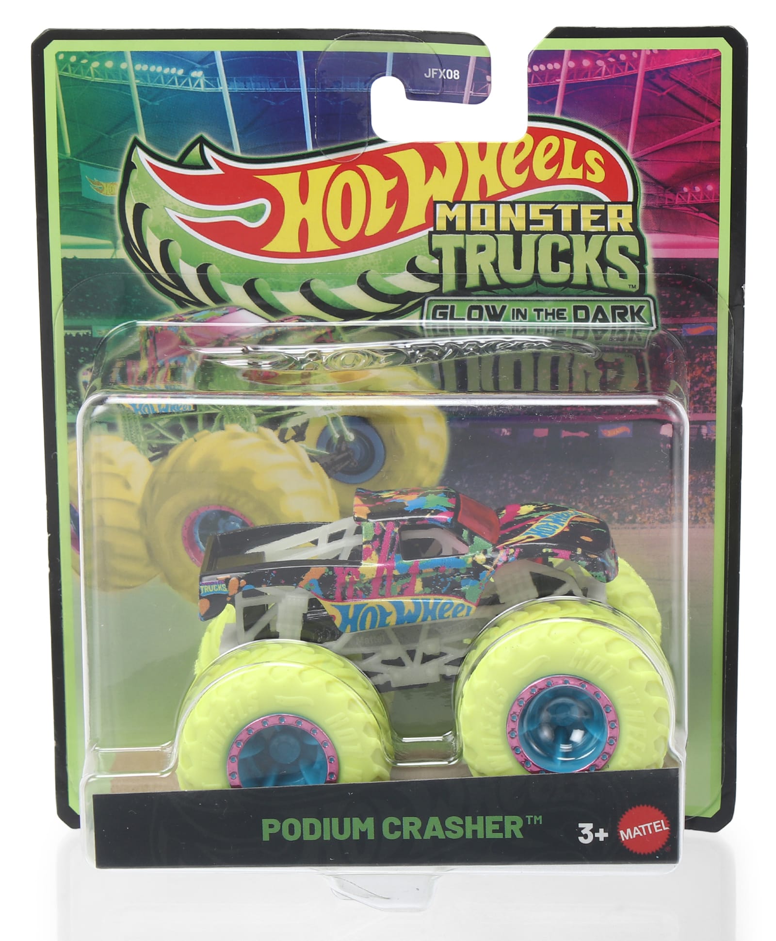 Hot Wheels Glow In Dark Free Wheel Die Cast Monster Truck Podium Crasher - Navy-image-47