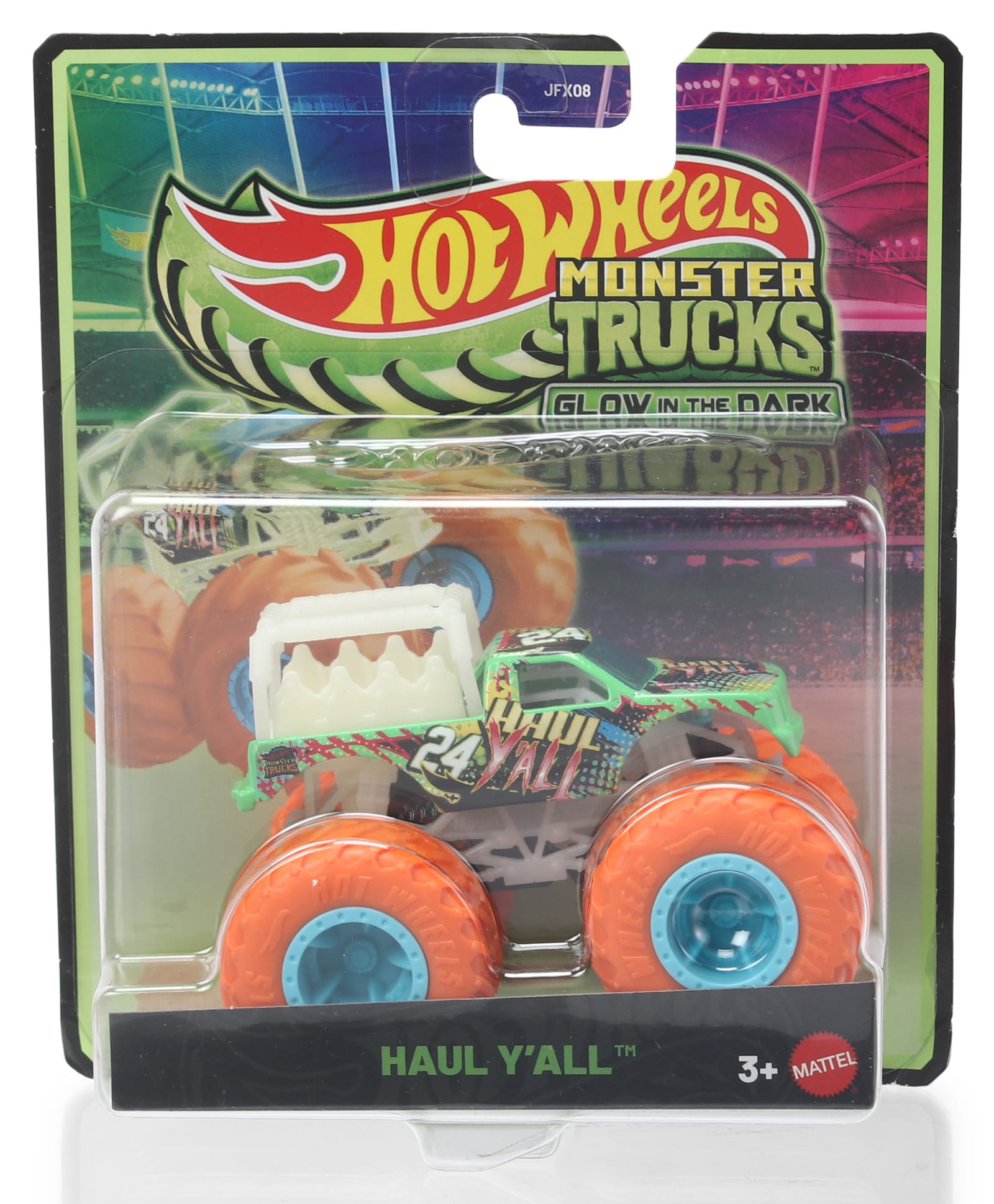 Hot Wheels Glow In Dark Free Wheel Die Cast Monster Truck Haul Y'all - Green-image-47