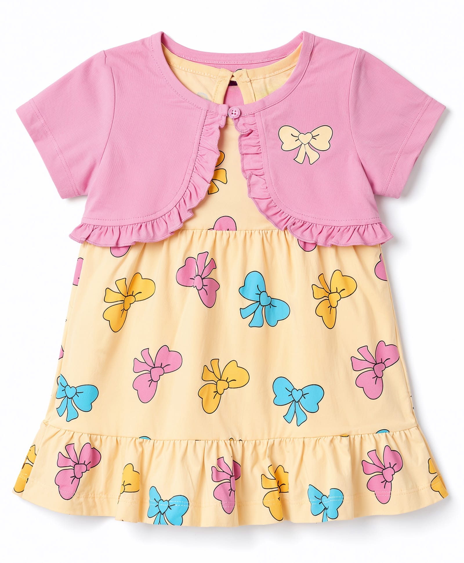 Doodle Poodle Cotton Single Jersey Frocks with Shrug Short Sleeves - Lavender-image-45