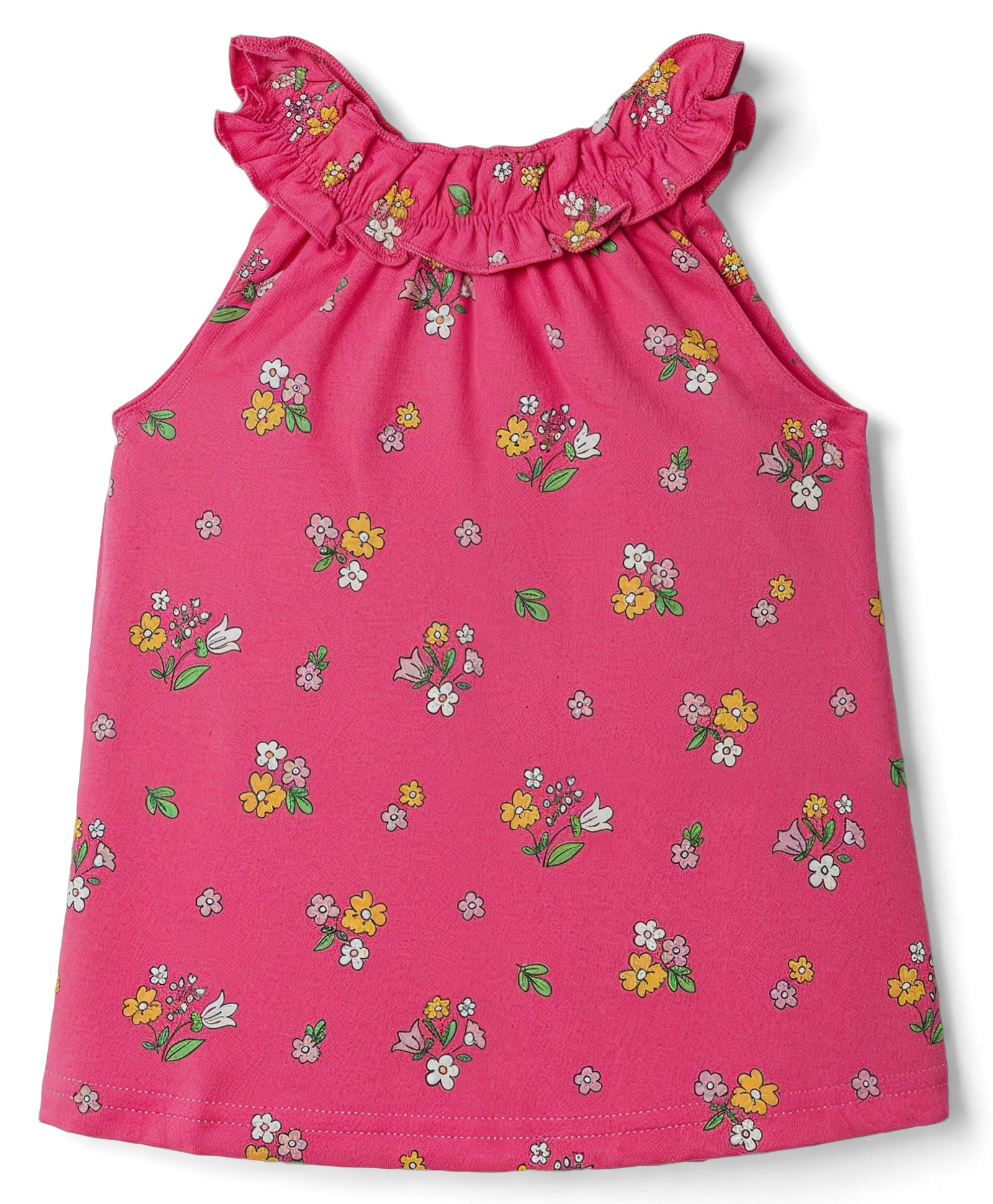 Babyhug Cotton Knit Sleeveless Floral Printed Top - Dark Pink-image-13