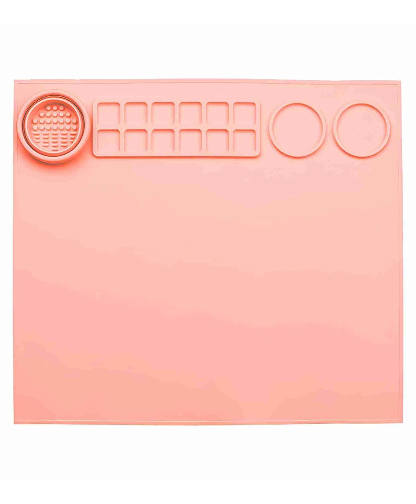 New Pinch Premium Non-Stick Silicone Painting Mat 17 x 15 Inch Multipurpose Craft Sheet with 12 Palette Grids, Dual Reservoirs & Cleaning Cup for Painting, Clay & Play-Doh (Peach)-image-3