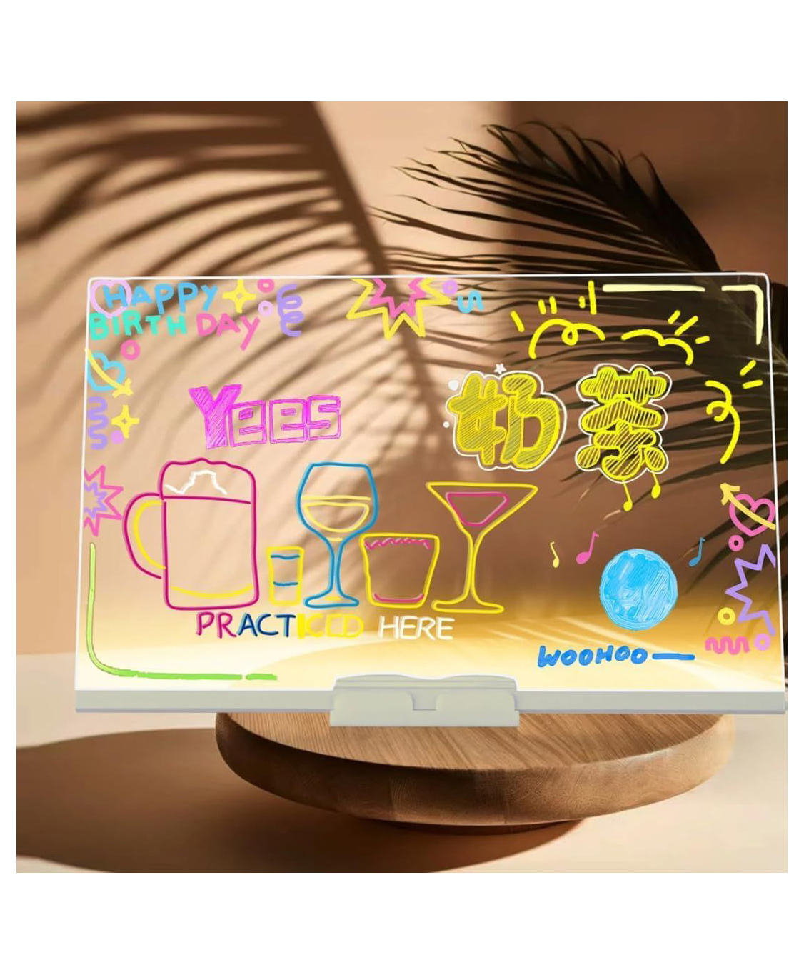 New Pinch LED Acrylic Writing Board with Light & 7 Pens | 30x20 cm DIY 3D Rewritable Message Pad | Personalized Night Lamp & Display Board for Home, Office Desk, Kids & Gifts big-image-3