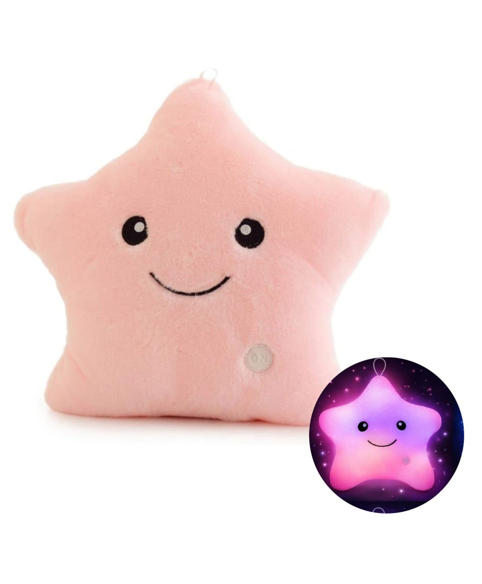 Happy Hues 43 cm Glowing Star LED Light-Up Plush Stuffed Toy, Soft Color-Changing Decorative Star for Kids -Bedroom & Nursery, Battery Operated Night Light Toy -Pink-image-48