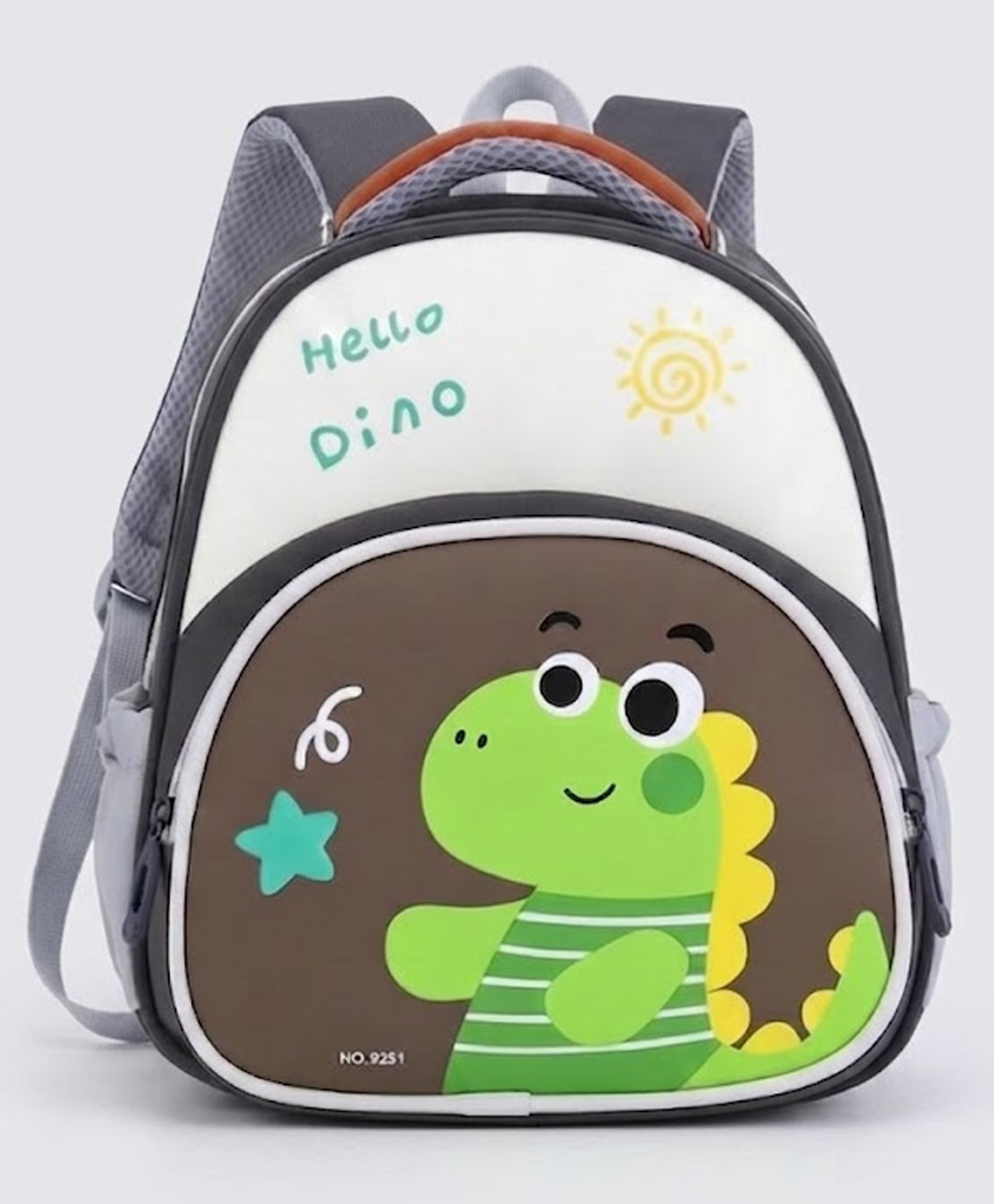 Purple Tots 12 Inches School Bag The Perfect Children Backpack & School Bags For Kids Hello Dino - Grey &Brown-image-20