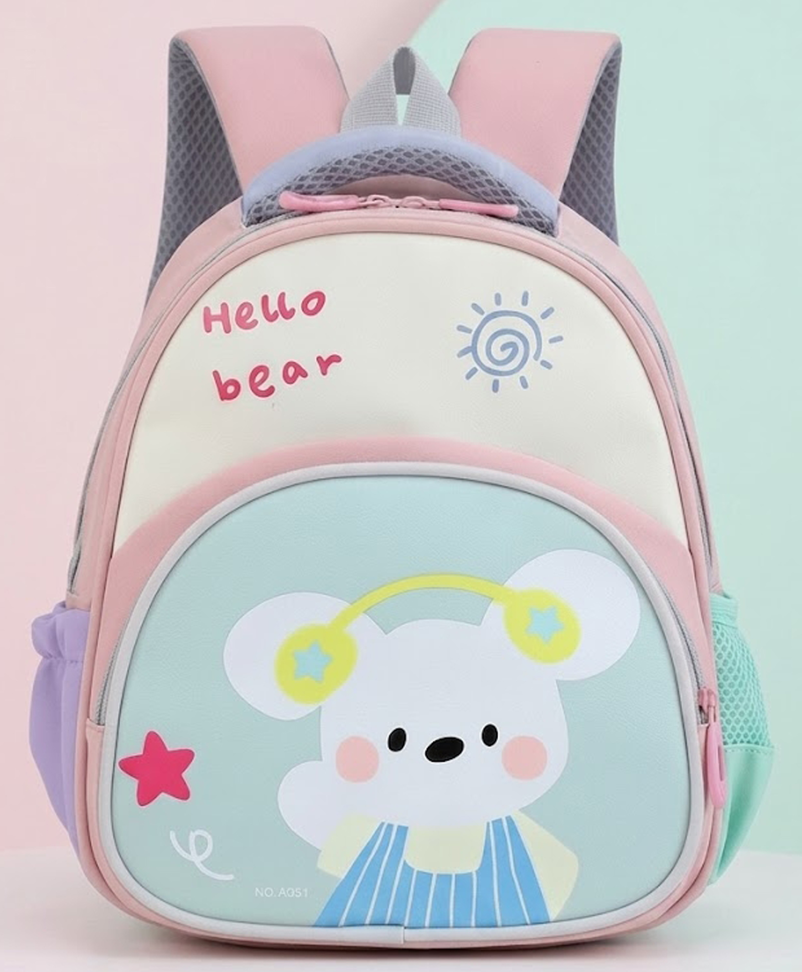 Purple Tots 12 Inches School Bag The Perfect Children Backpack and School Bags For Kids Cute Bunny - Pink/Mint green-image-24