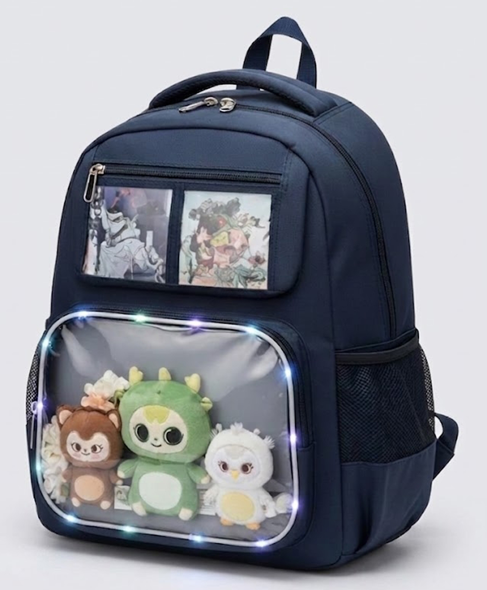 Purple Tots Height 16.25 Inches Labubu Themed backpack designed for school girls featuring built in LED lights around the front compartment Stylish Backpack For Kids Exceptional Quality Kids - Navy-image-44