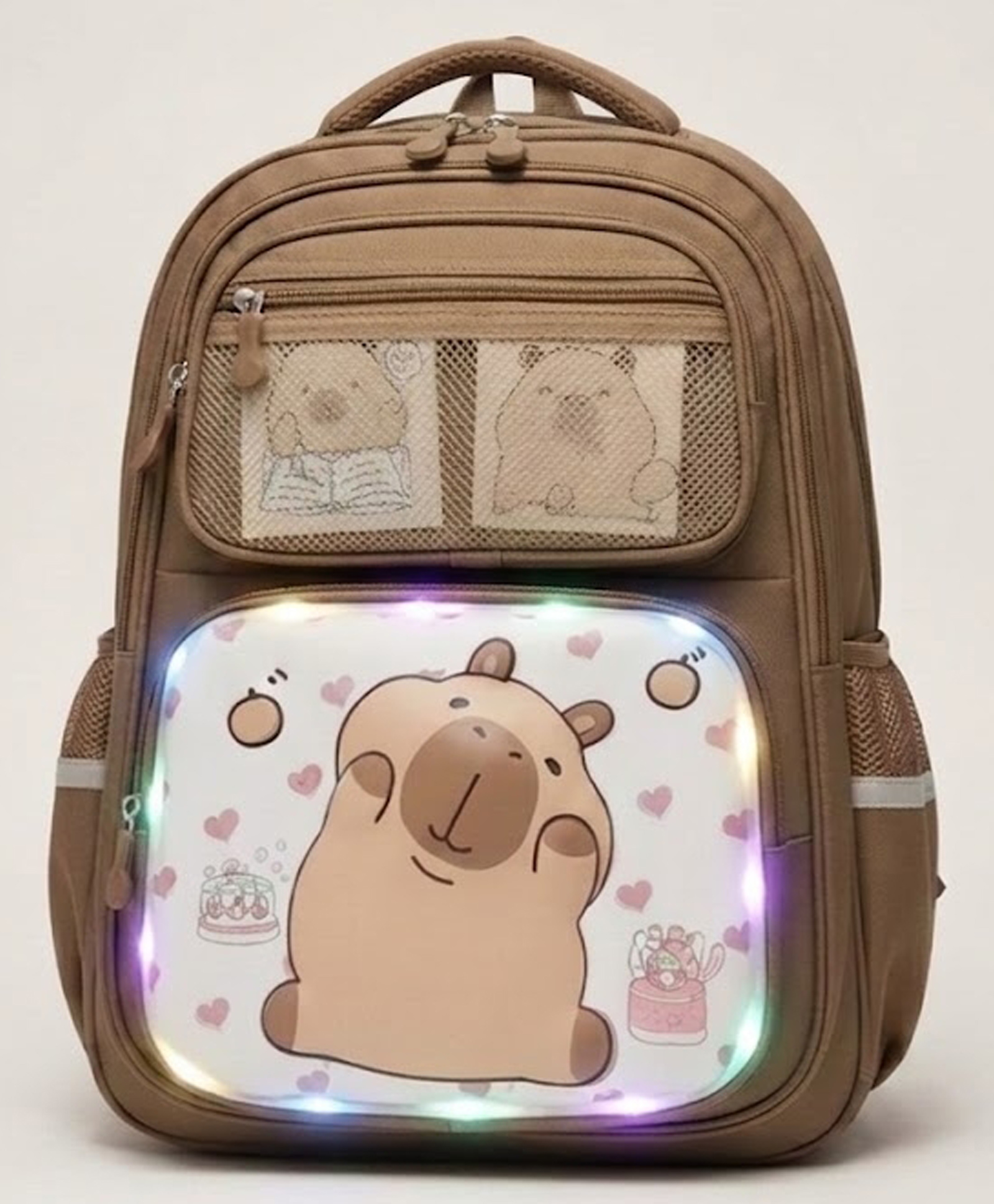 Purple Tots 16.25 Inches Bear Themed Backpack Designed For School Girls Featuring Built In Led Lights Around The Front Compartment Stylish Backpack For Kids Exceptional Quality Kids- Brown-image-22