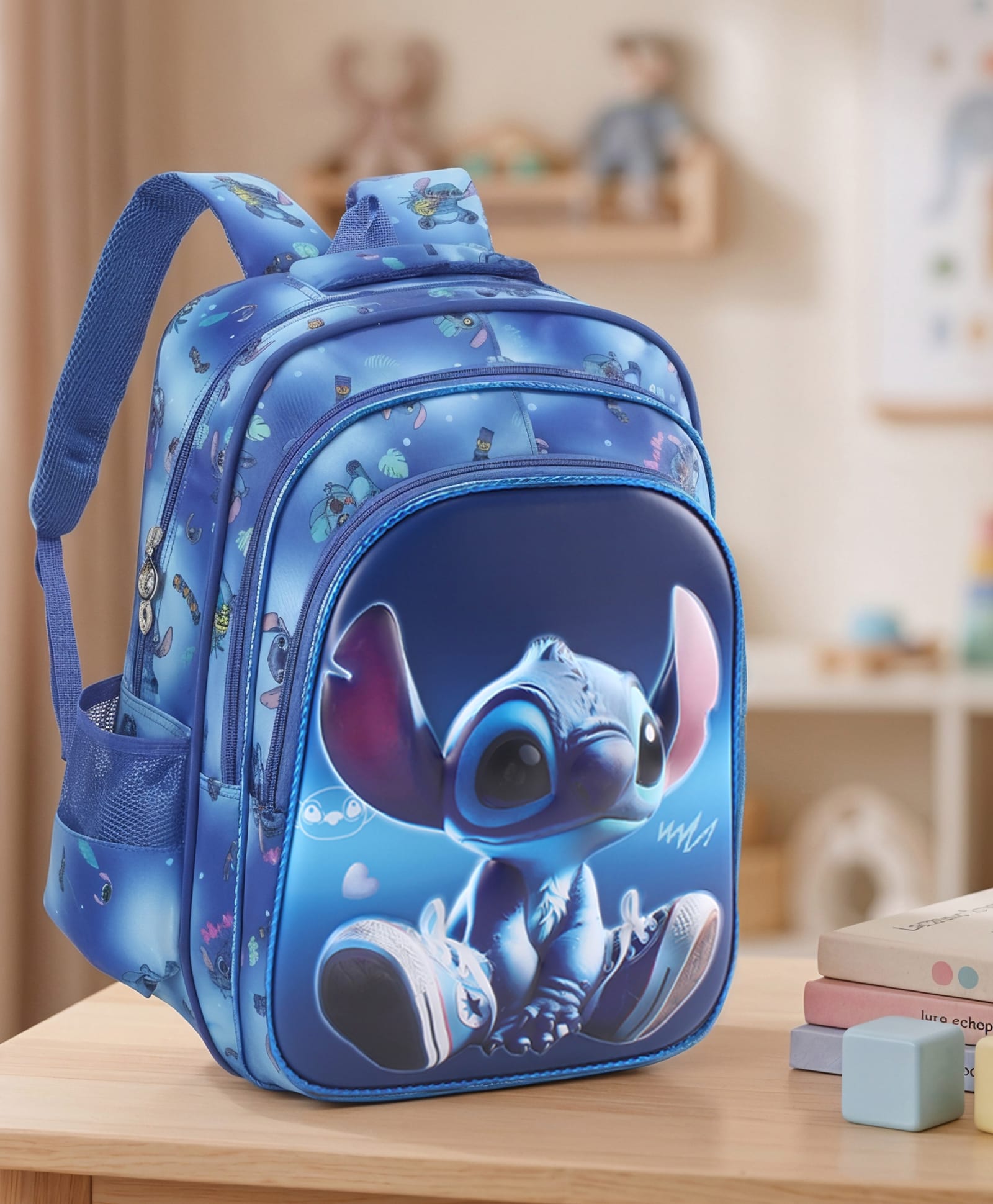 Purple Tots 16.25 Inches Premium 3D Stitch Character Backpack For Kids - Blue-image-20