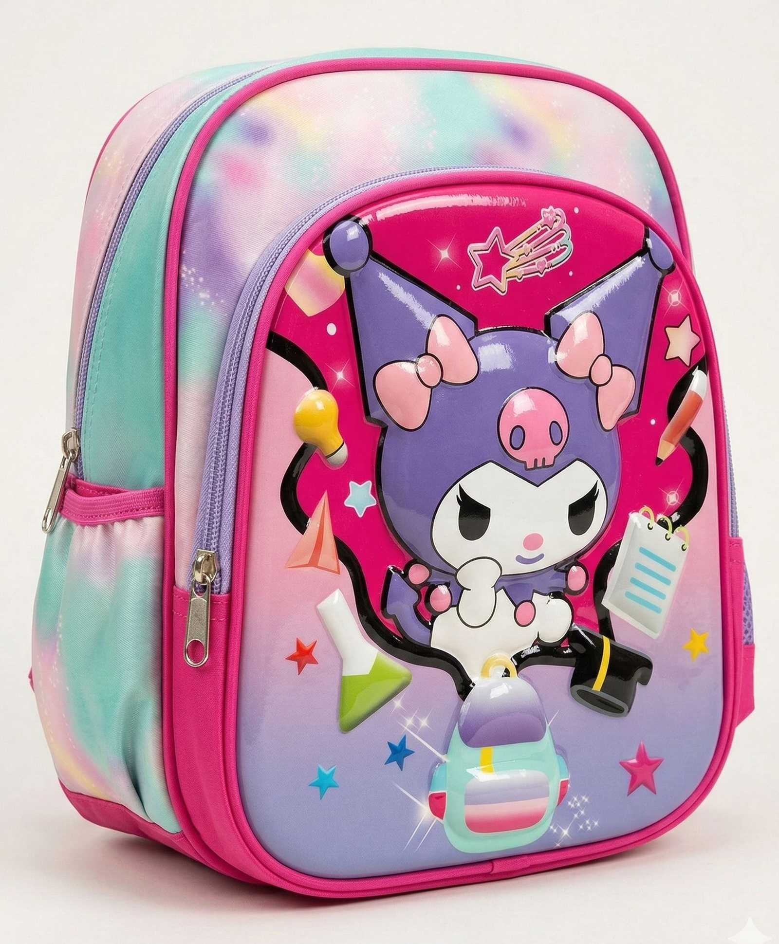 Purple Tots 12 Inches Premium 3D Characters Disney Kuromi Backpack - Pink-image-49