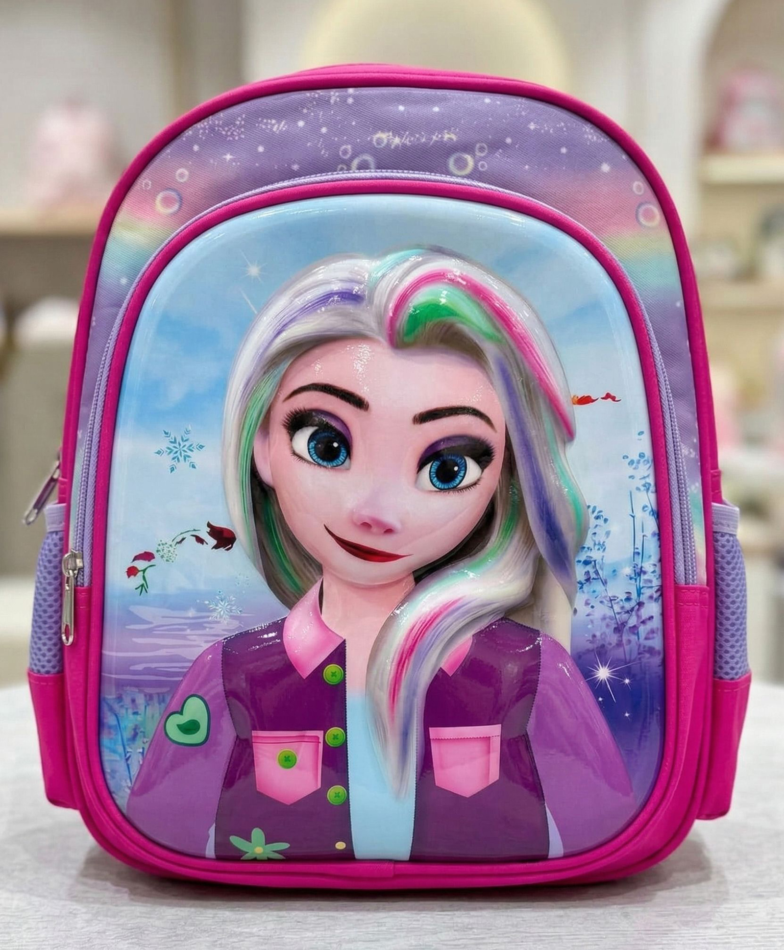 Purple Tots 12 Inches Premium 3D Characters Disney Lisa Backpack - Hot Pink-picture-27