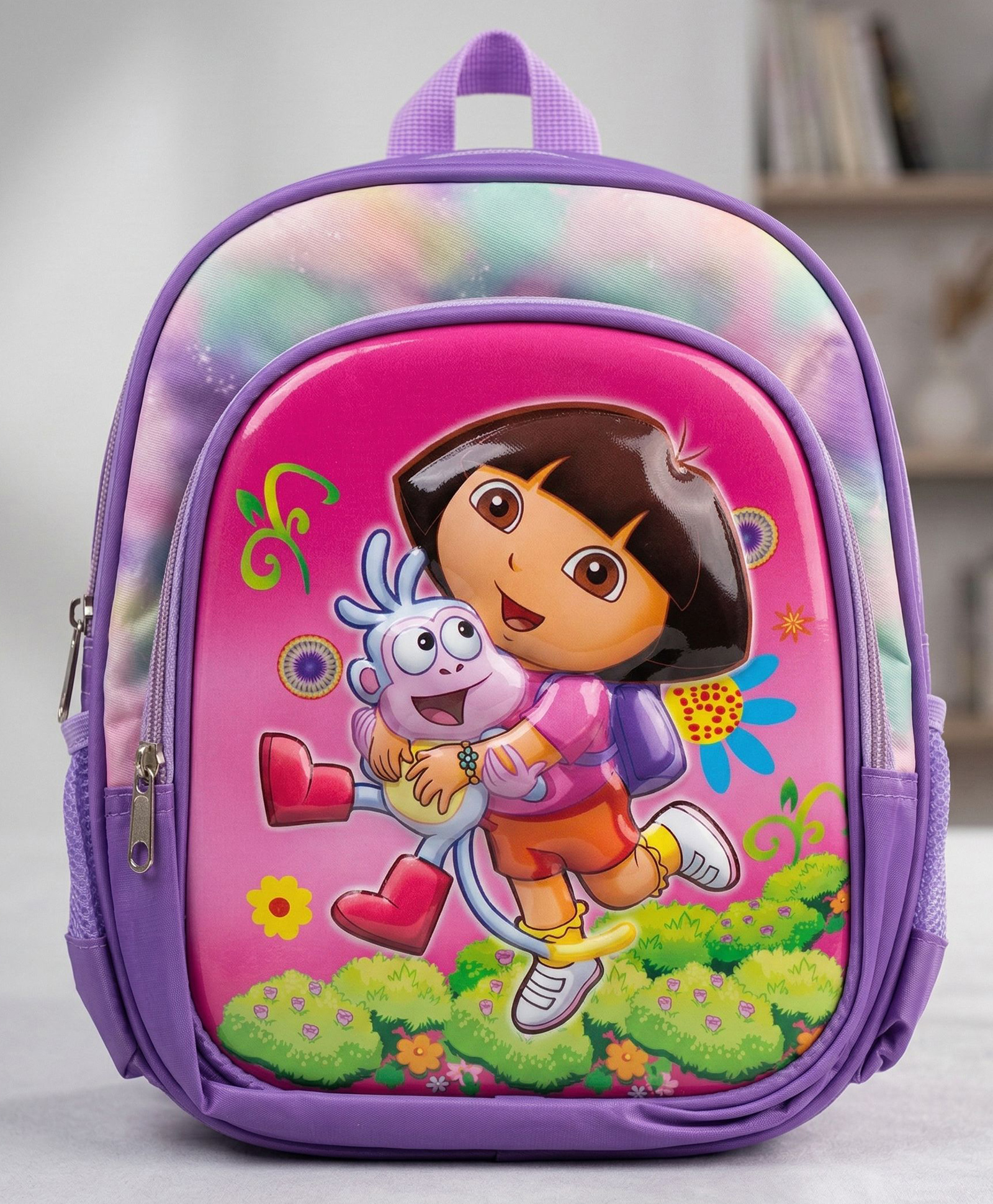 Purple Tots 12 Inches Premium 3D Characters Disney Dora Backpack - Pink-image-25