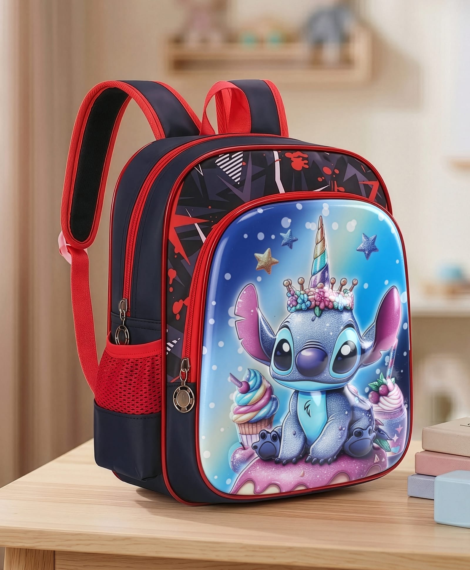 Purple Tots 11.8 Inches Premium 3D Characters Disney Lilo & Stitch Backpack - Black-picture-22