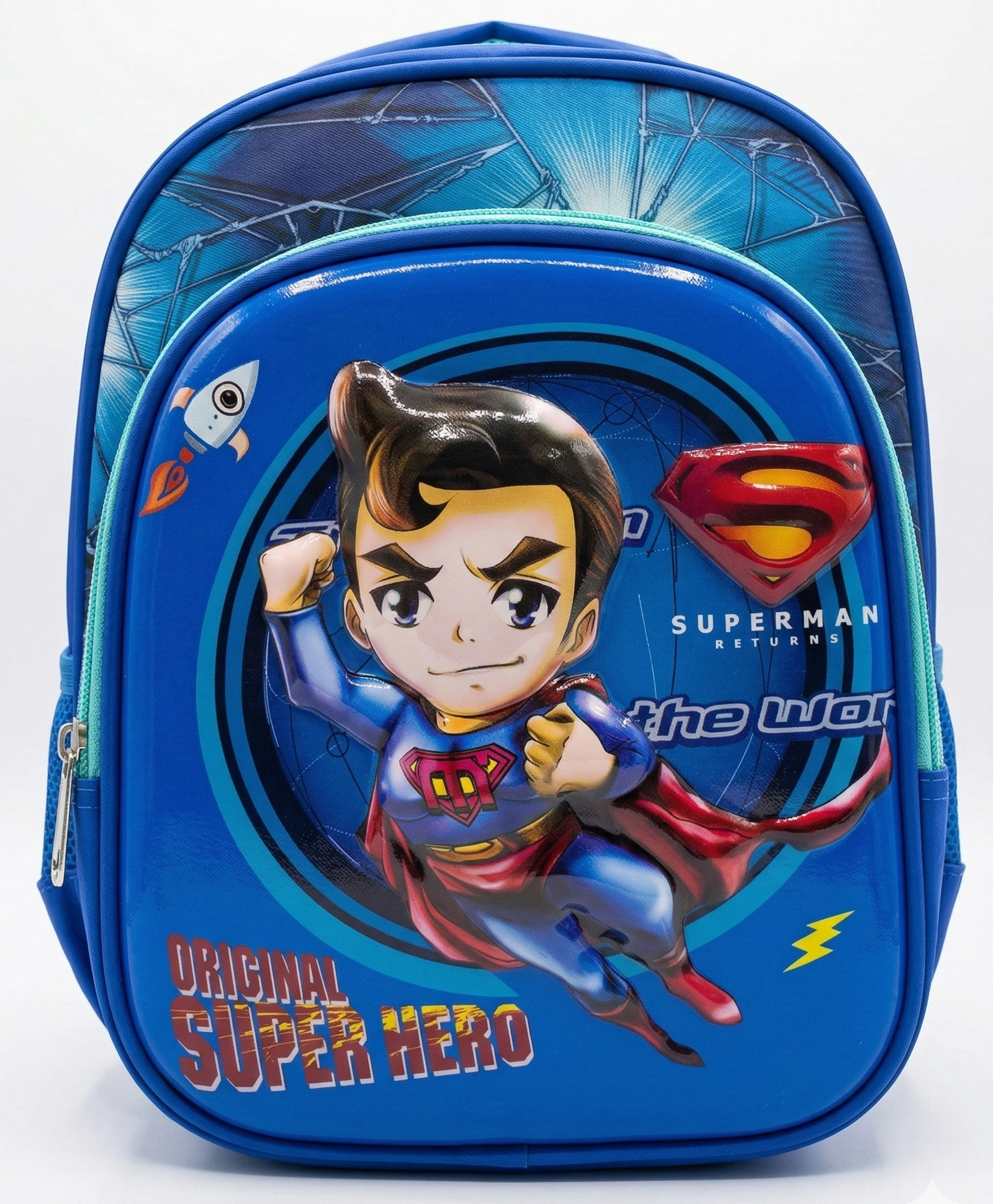 Purple Tots 12.25 Inches Lightweight Superhero Design School Backpack for Playgroup to Primary School Students - Blue-image-49