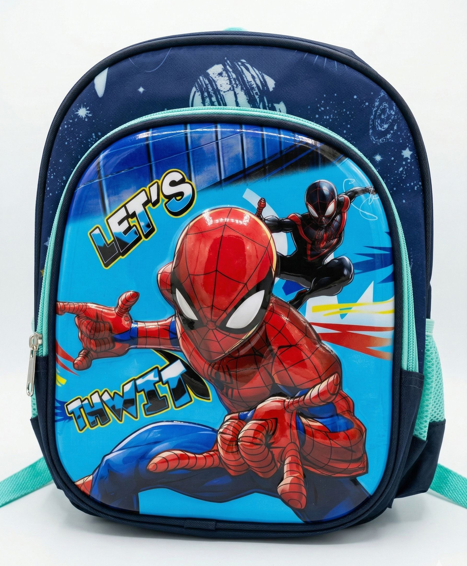 Purple Tots 12.25 Inches Lightweight Hard Shell Backpack for Primary School Students Colorful Children's School bag with Spiderman Pattern Small Backpack Stylish Backpack - Royal Blue-image-14