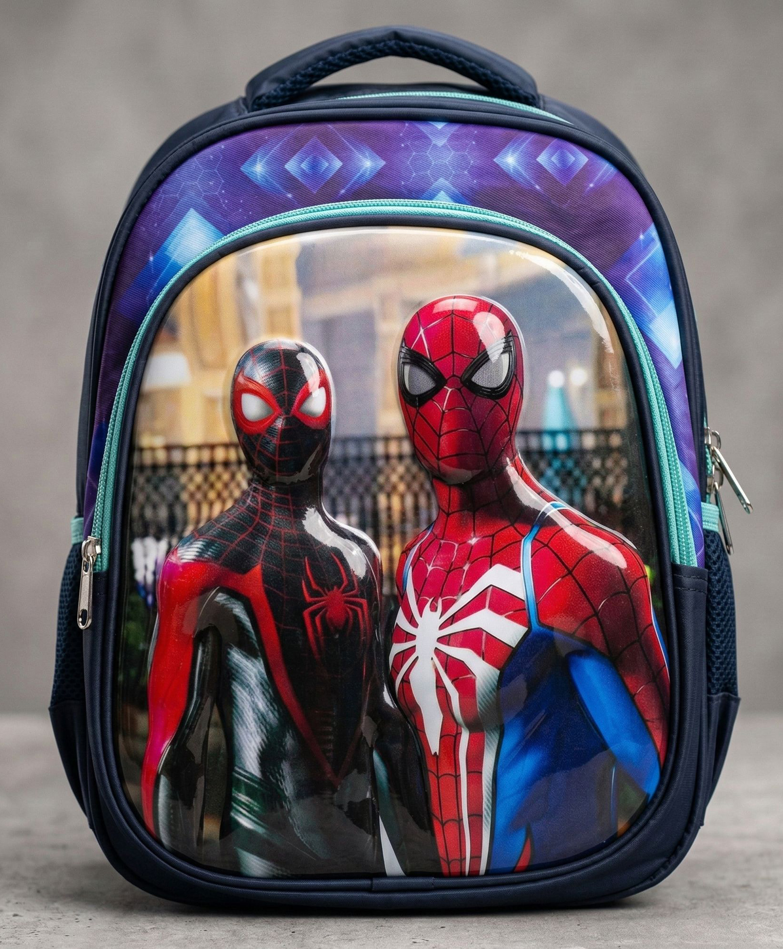Purple Tots 12.25 Inches Lightweight Hard Shell Backpack for Primary School Students Colorful Children's School bag with Marvel Pattern Small Backpack Stylish Backpack - Blue & Red-image-16